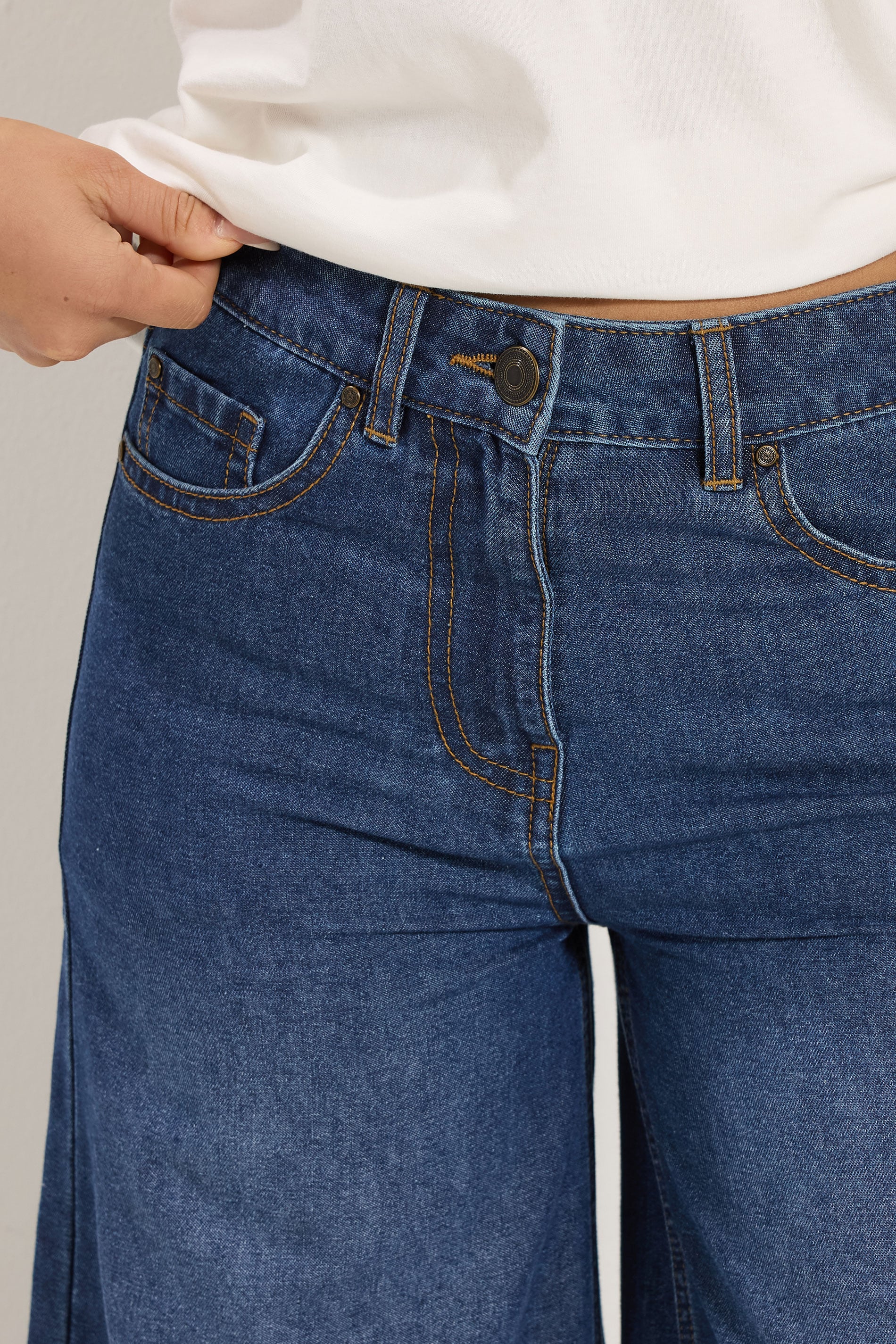 M&Co Petite Blue Midwash Palazzo Jeans | M&Co 4