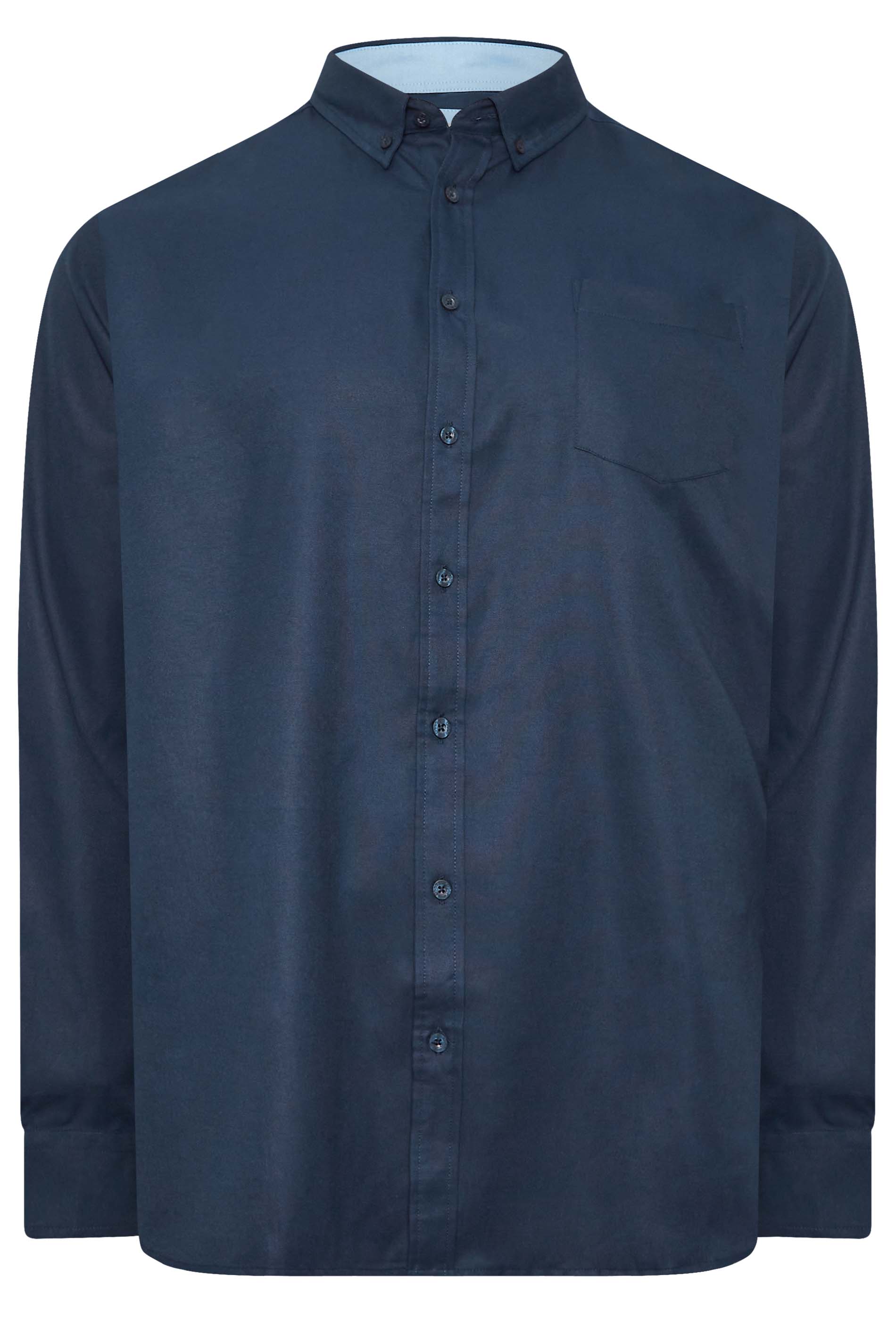 D555 Big & Tall Navy Blue Long Sleeve Oxford Shirt | BadRhino 3