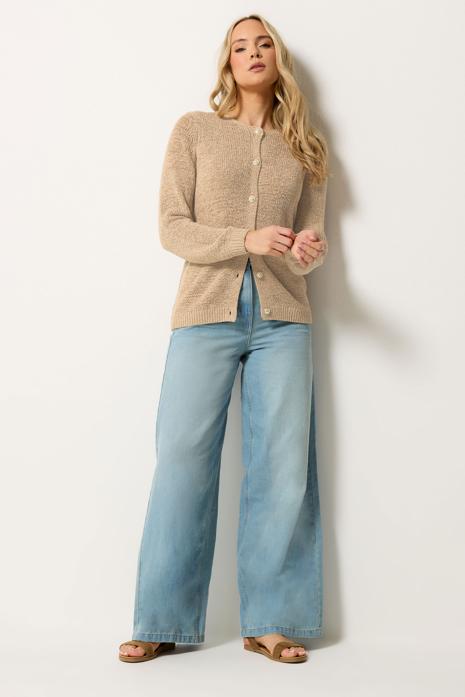 LTS Tall Women's Natural Brown Knitted Cardigan | Long Tall Sally 2