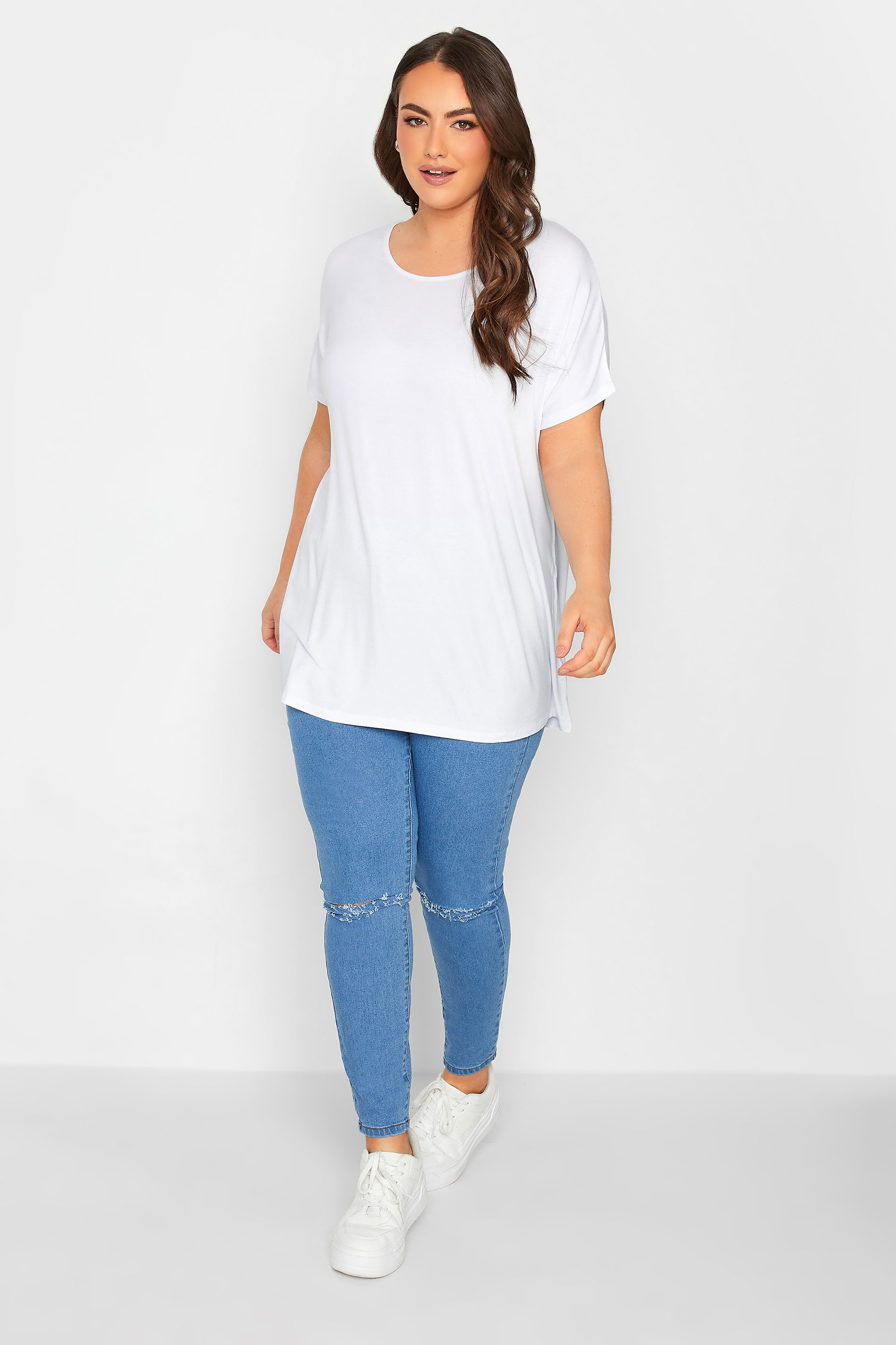 Plus Size White Grown On Sleeve T-Shirt | Yours Clothing  2