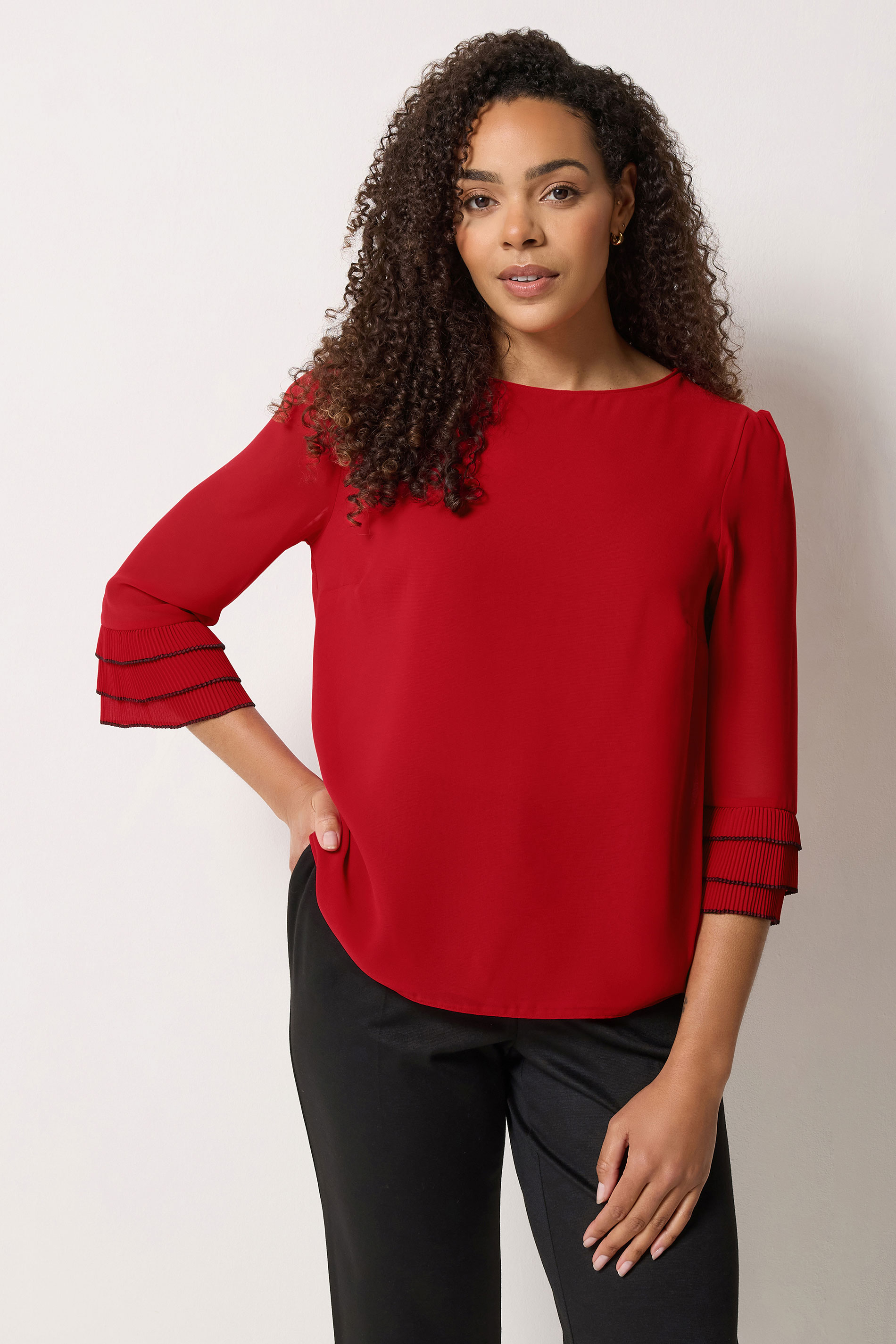 M&Co Red Frill Sleeve Blouse | M&Co 3