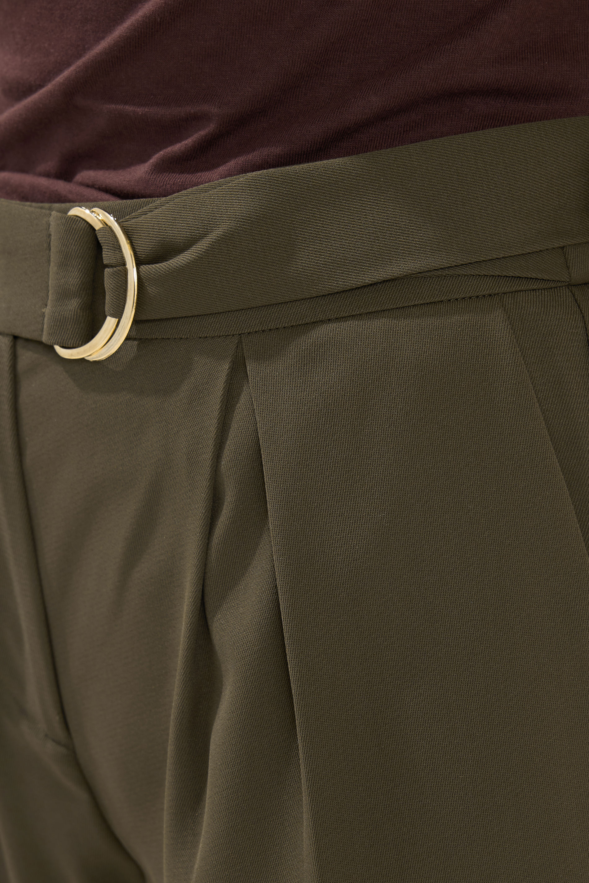 PixieGirl Petite Women's Olive Green Belted Wide Leg Trousers | PixieGirl 4