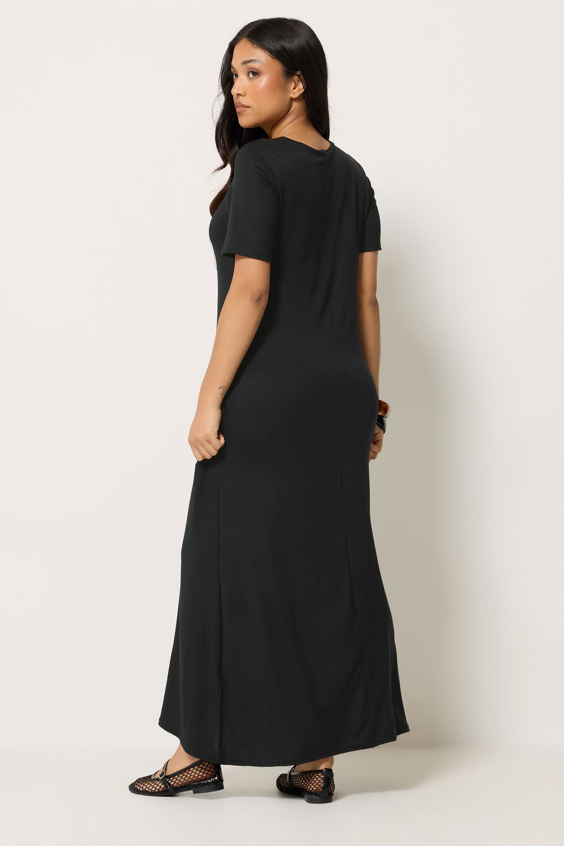 PixieGirl Petite Women's Black Short Sleeve T-Shirt Maxi Dress | PixieGirl  2