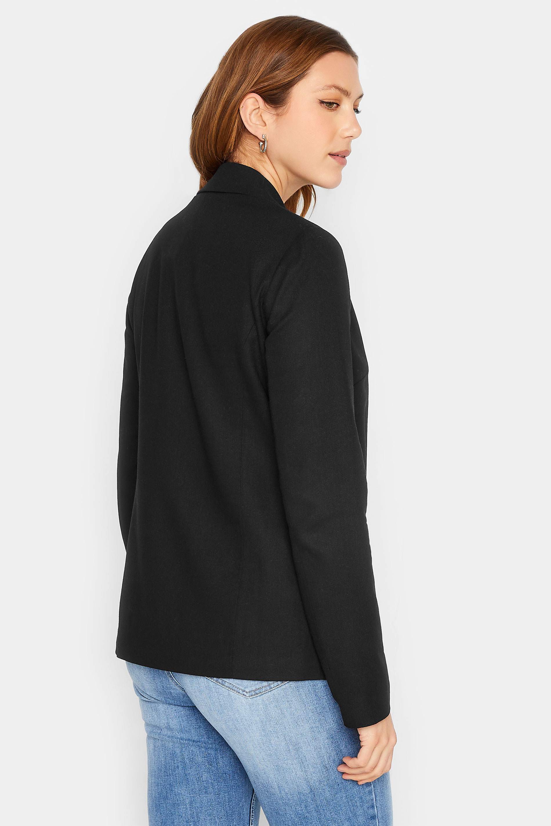 LTS Tall Black Linen Look Blazer Jacket | Long Tall Sally  3