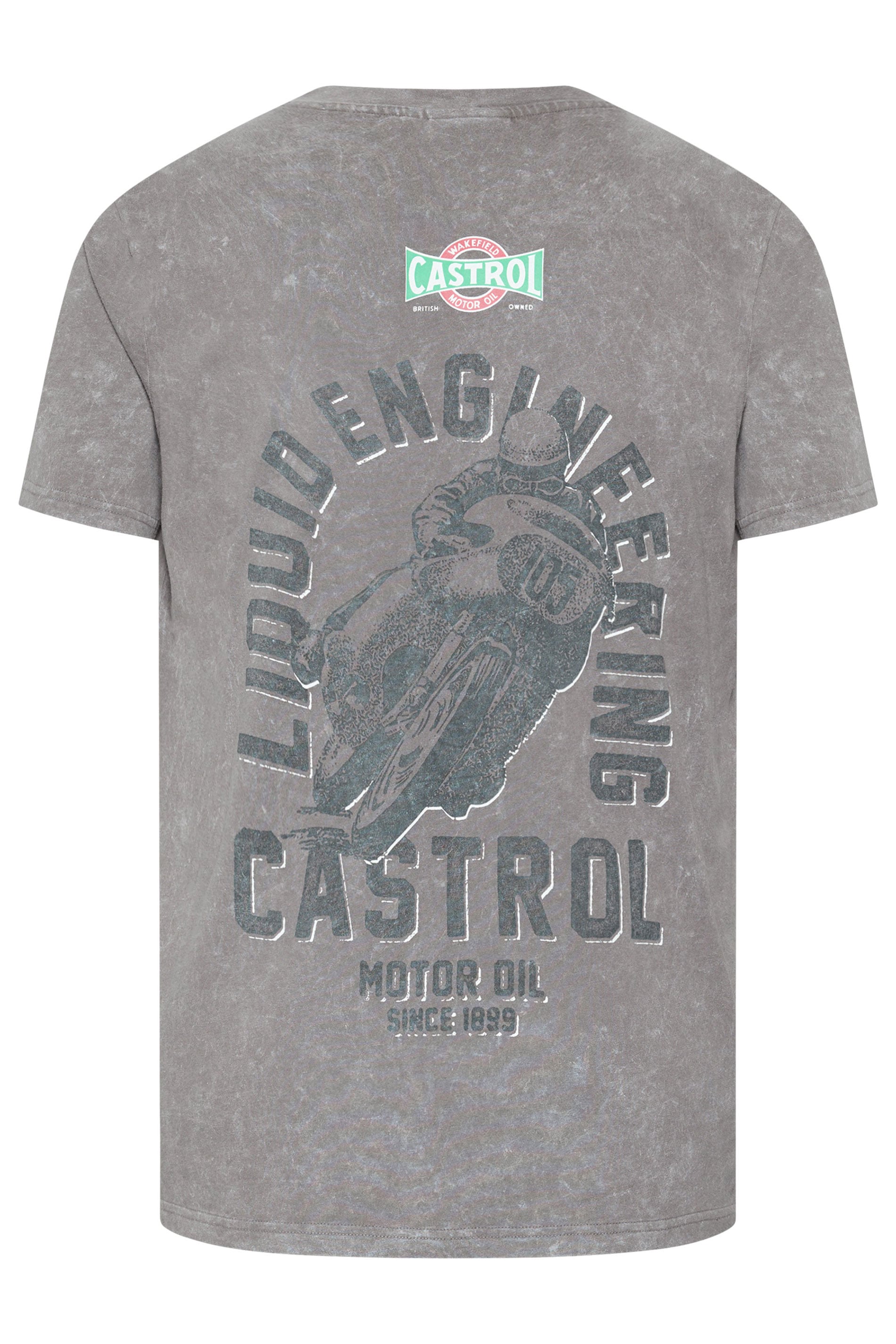 BadRhino Big & Tall Grey Acid Wash 'Castrol' Bike Graphic T-Shirt | BadRhino 6