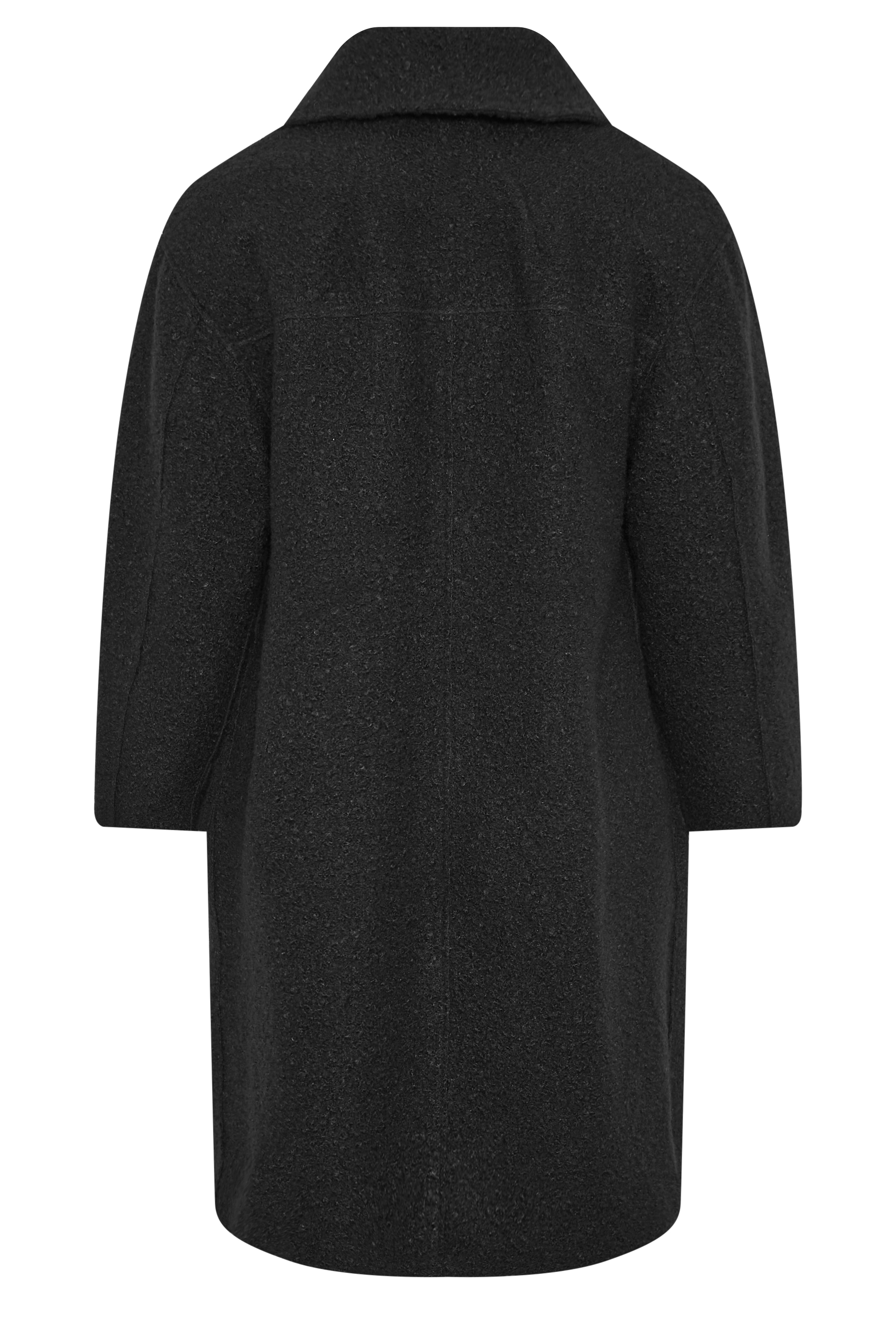 YOURS Curve Black Boucle Biker Coat | Yours Clothing