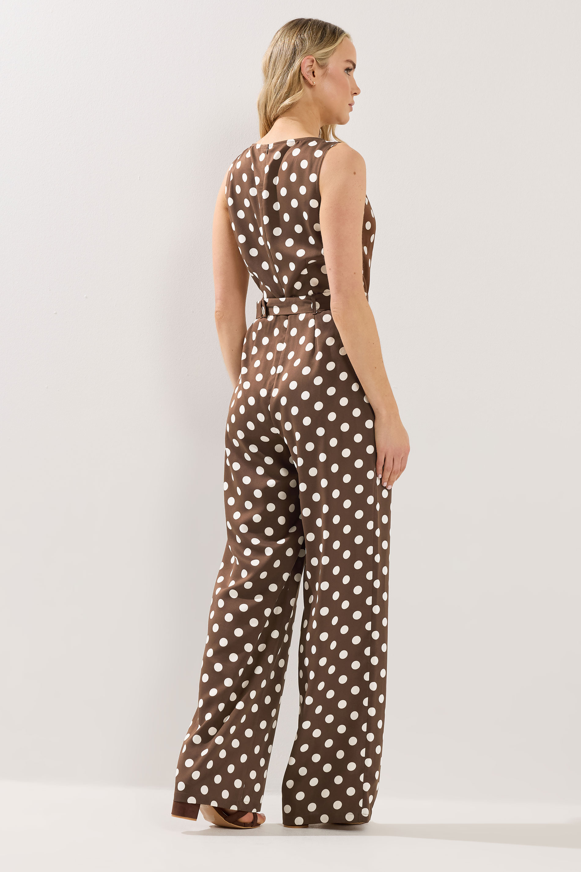 LTS Tall Women's Chocolate Brown Polka Dot Wide Leg Jumpsuit | Long Tall Sally 2