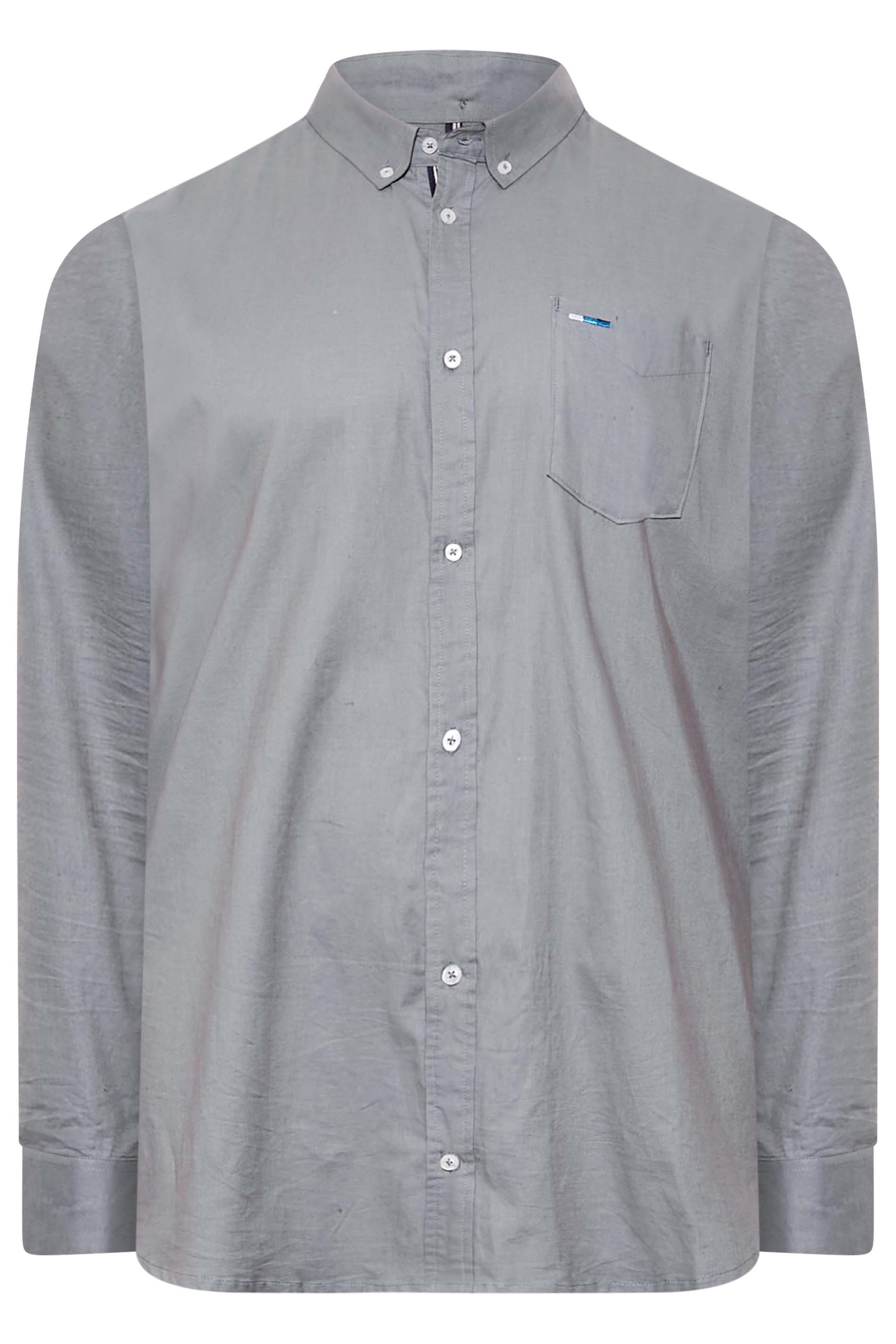 BadRhino Big & Tall Grey Long Sleeve Oxford Shirt 1