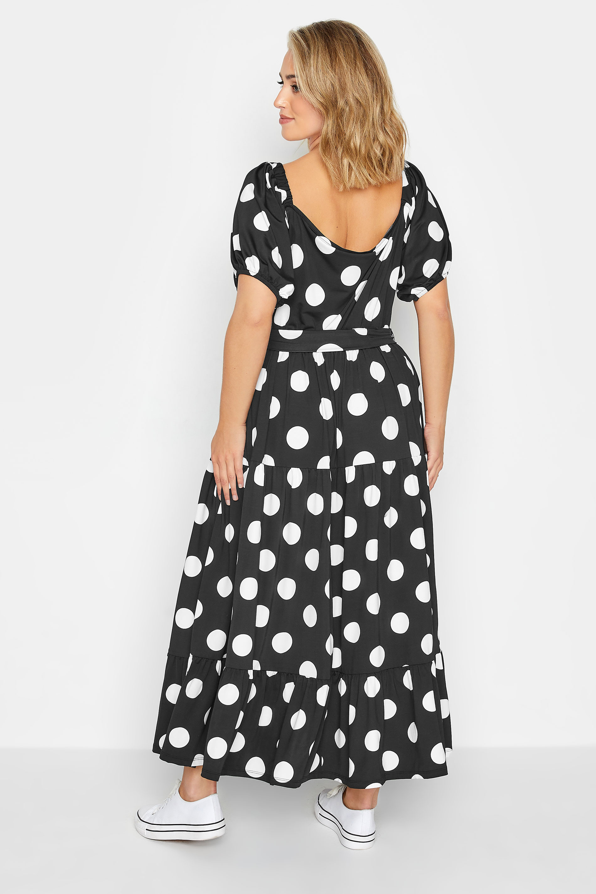 YOURS Plus Size Black Polka Dot Print Tiered Maxi Dress | Yours Clothing 3