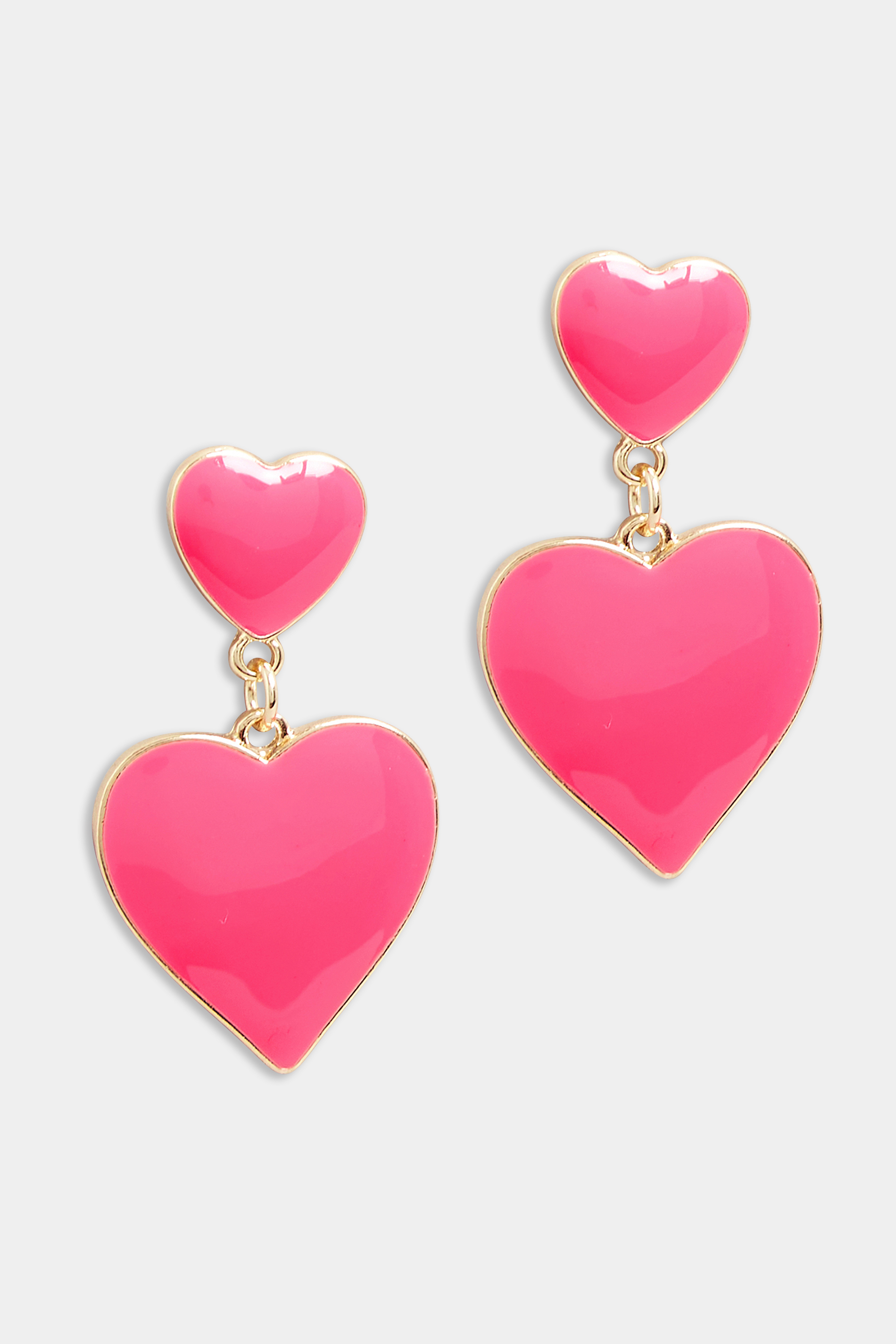 Pink Enamel Heart Drop Earrings | Yours Clothing 2