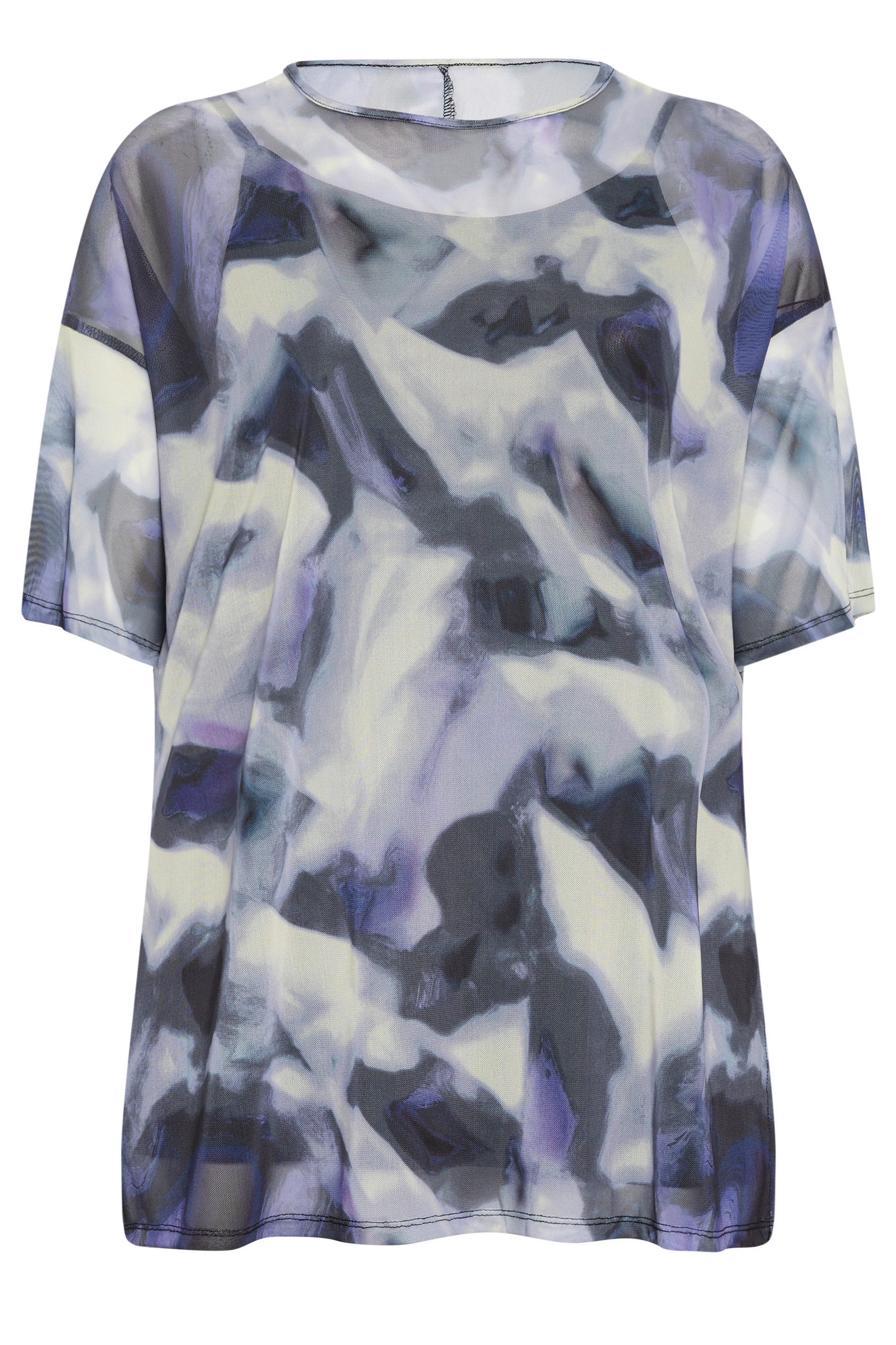 LIMITED COLLECTION Plus Size Black Abstract Print Oversized Mesh Top