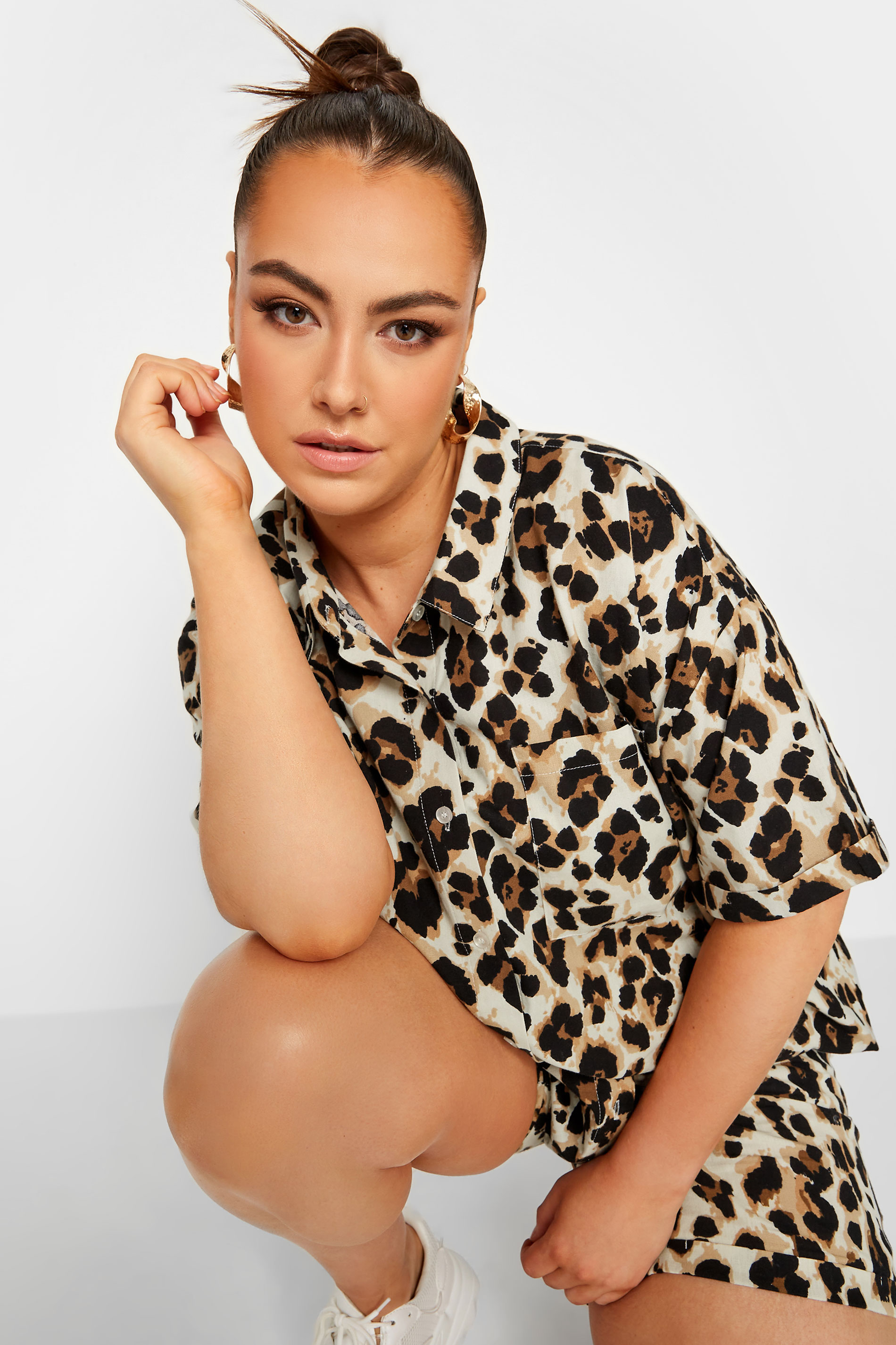 LIMITED COLLECTION Plus Size Brown Leopard Print Shirt | Yours Clothing 1