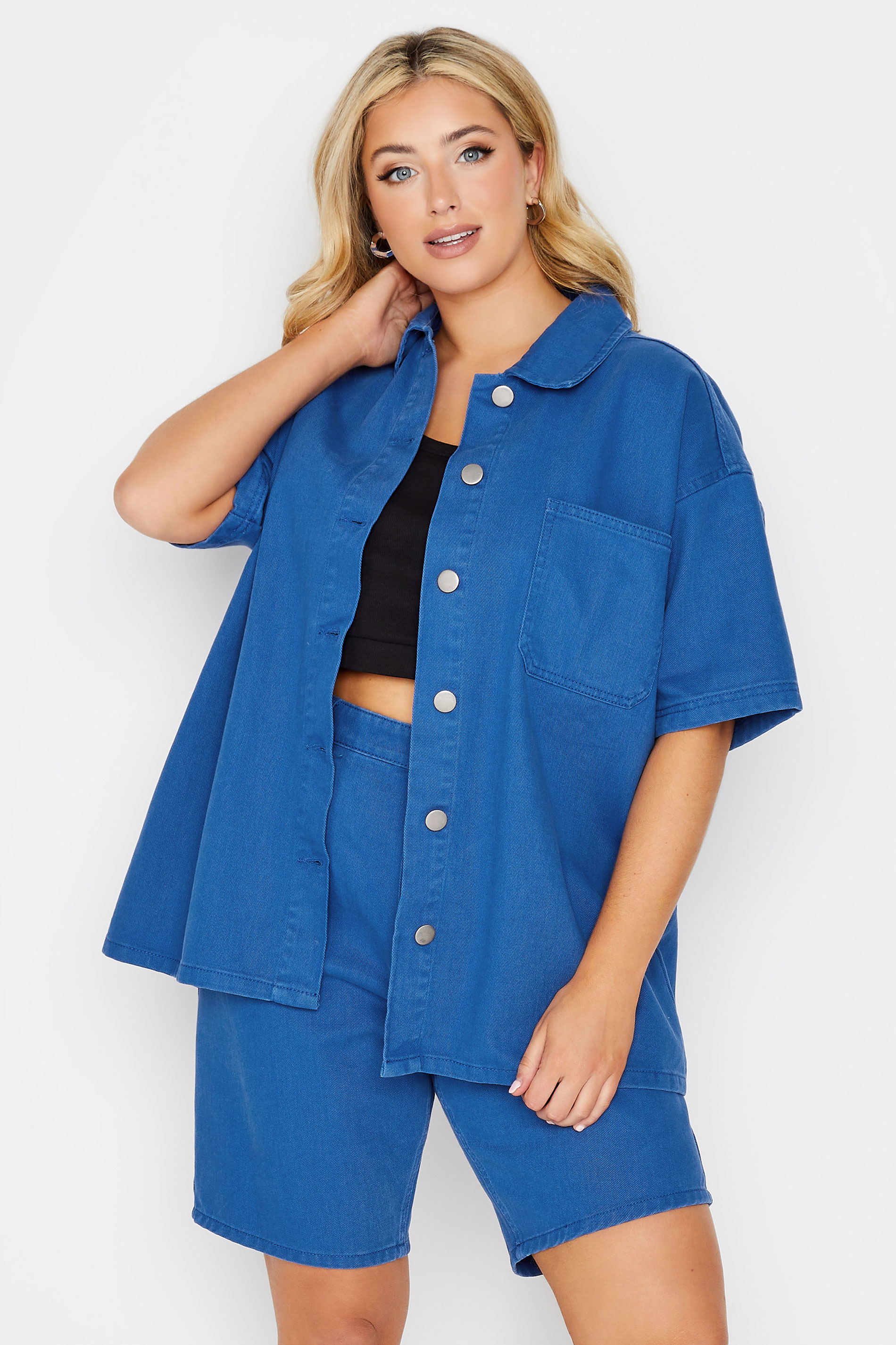 YOURS Plus Size Cobalt Blue Denim Shirt | Yours Clothing 1
