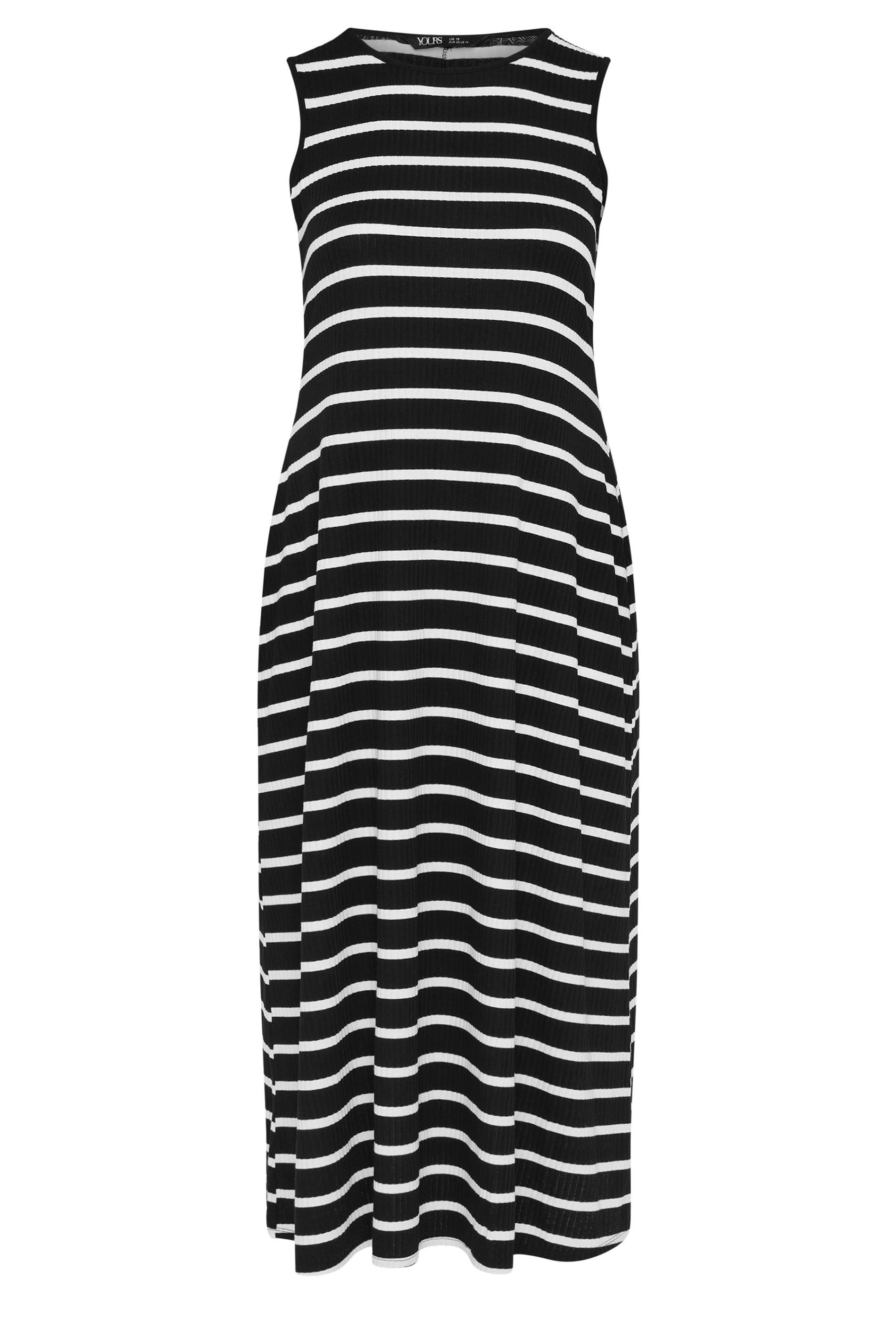 YOURS Plus Size Black Stripe Sleeveless Swing Maxi Dress | Yours Clothing