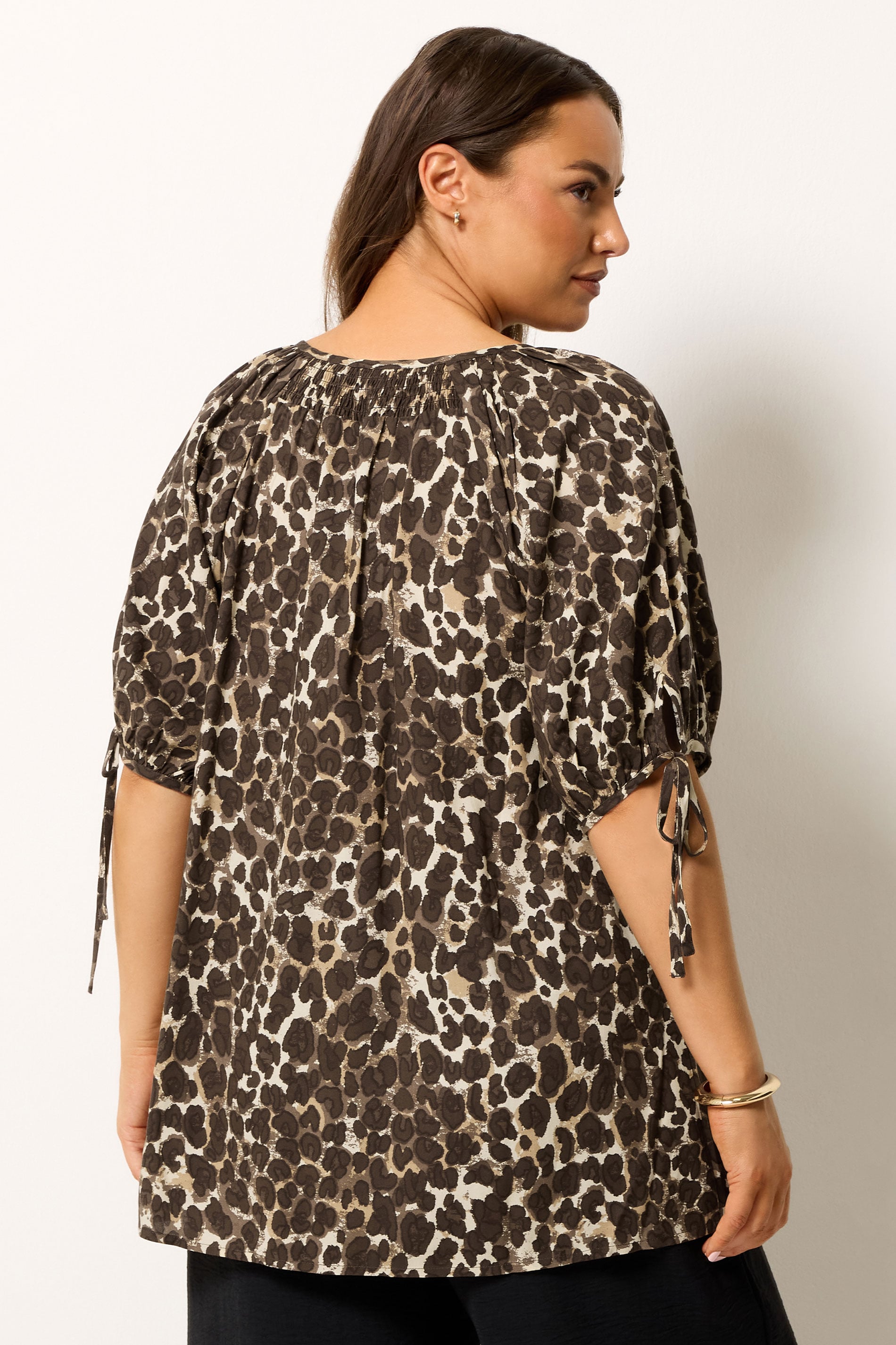YOURS Plus Size Brown Leopard Swirl Detail Blouse | Yours Clothing 2