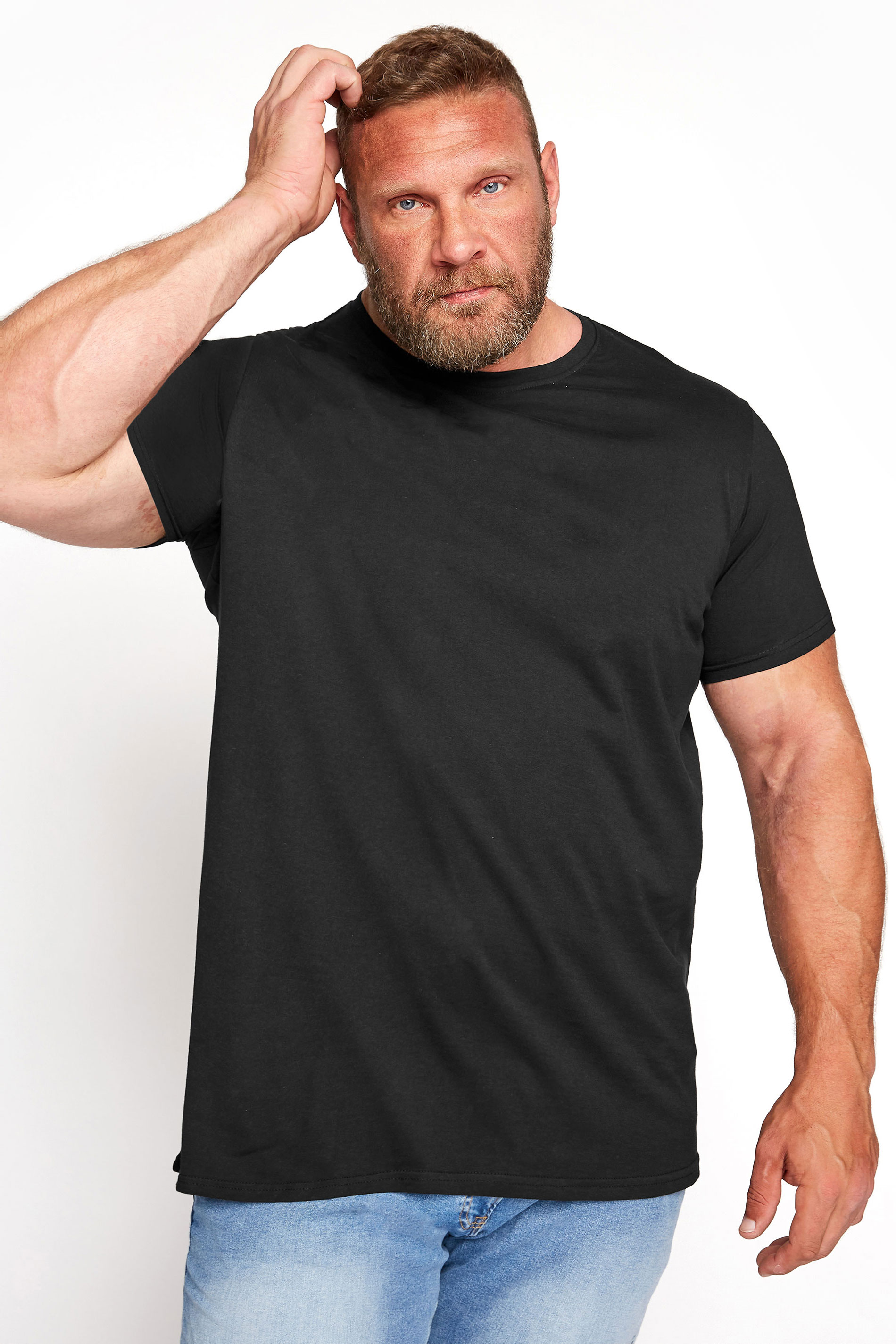 BADRHINO Big & Tall Black Basic Plain T-Shirt 1