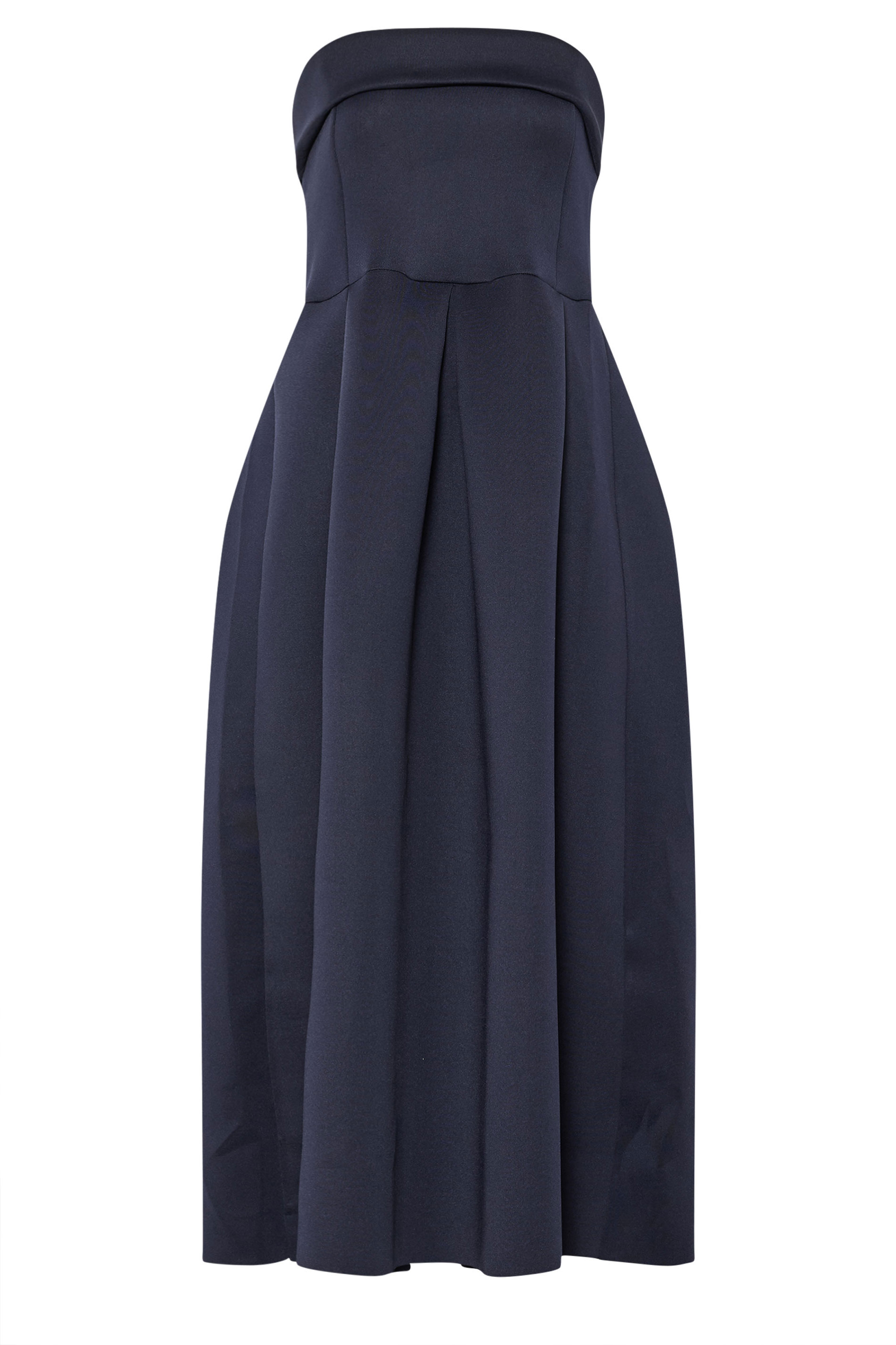 LTS Tall Women's Navy Blue Bandeau  Pleated Detail Midi Dress | Long Tall Sally 5