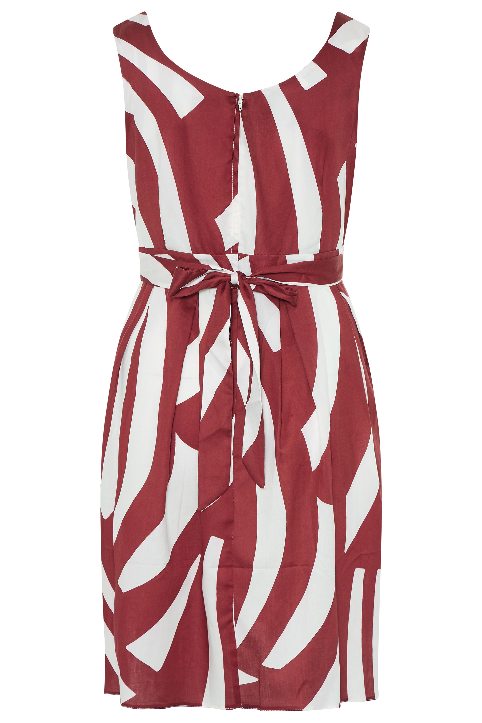 Red Sleeveless Stripe Skater Dress | Yours Clothing