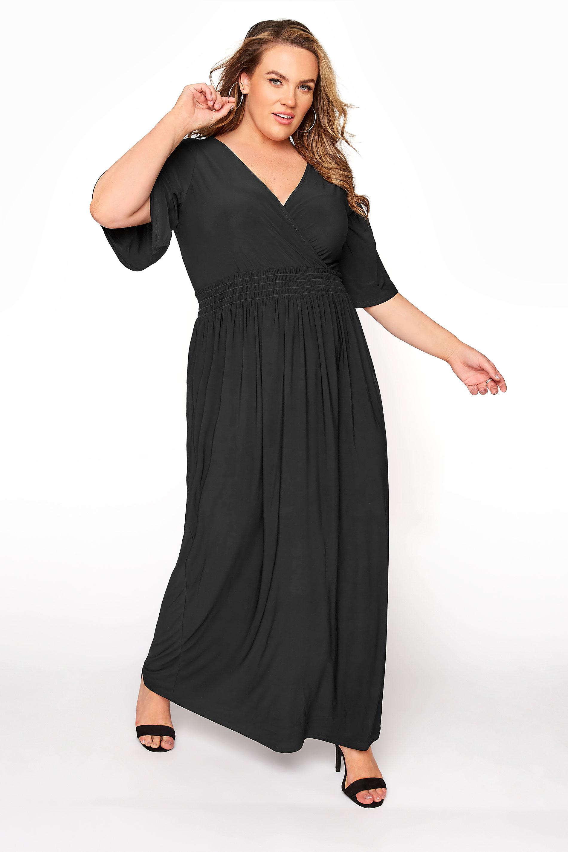 Plus Size YOURS LONDON Black Wrap Midaxi Dress | Yours Clothing