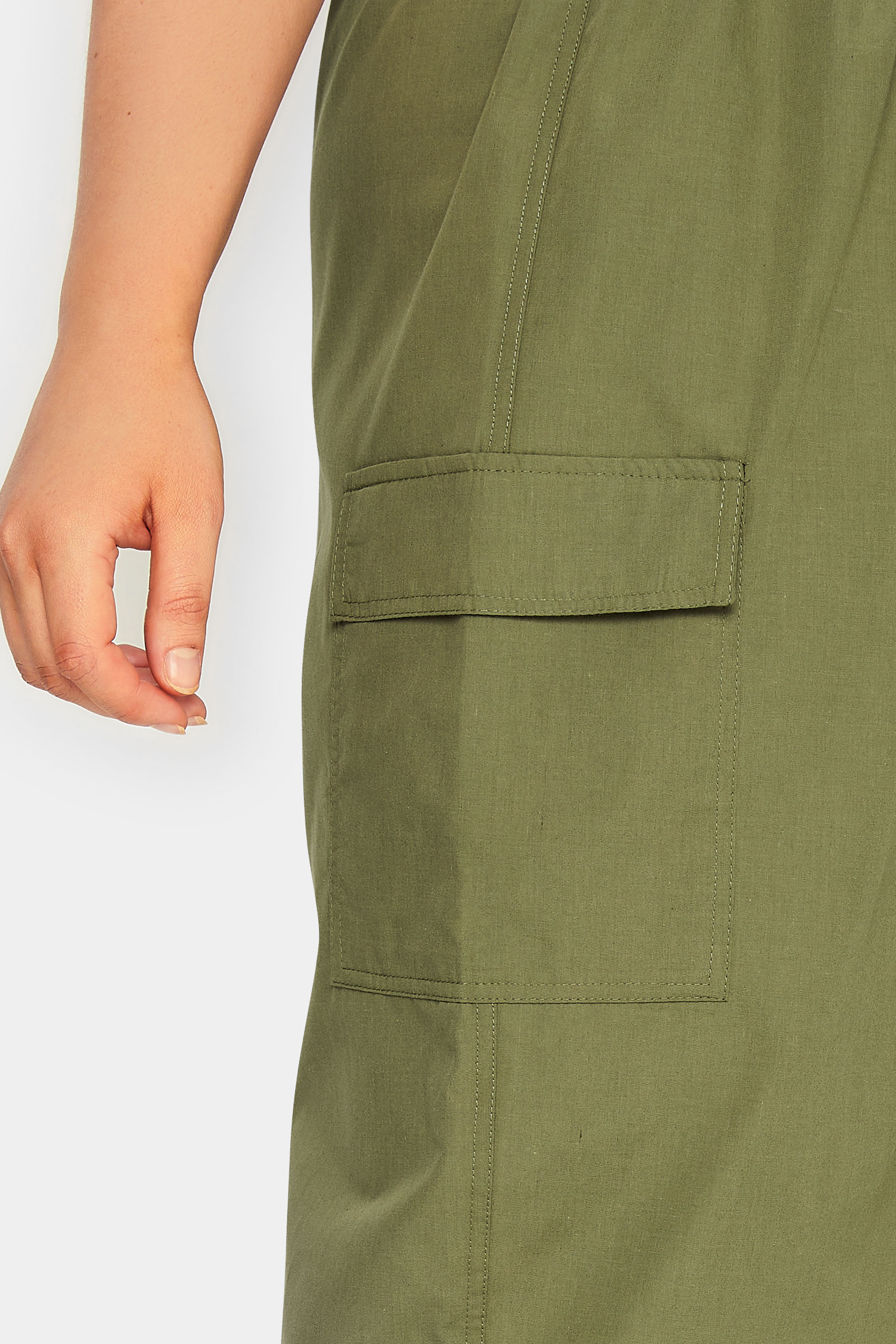 YOURS Plus Size Curve Khaki Green Cargo Skirt | Yours Clothing