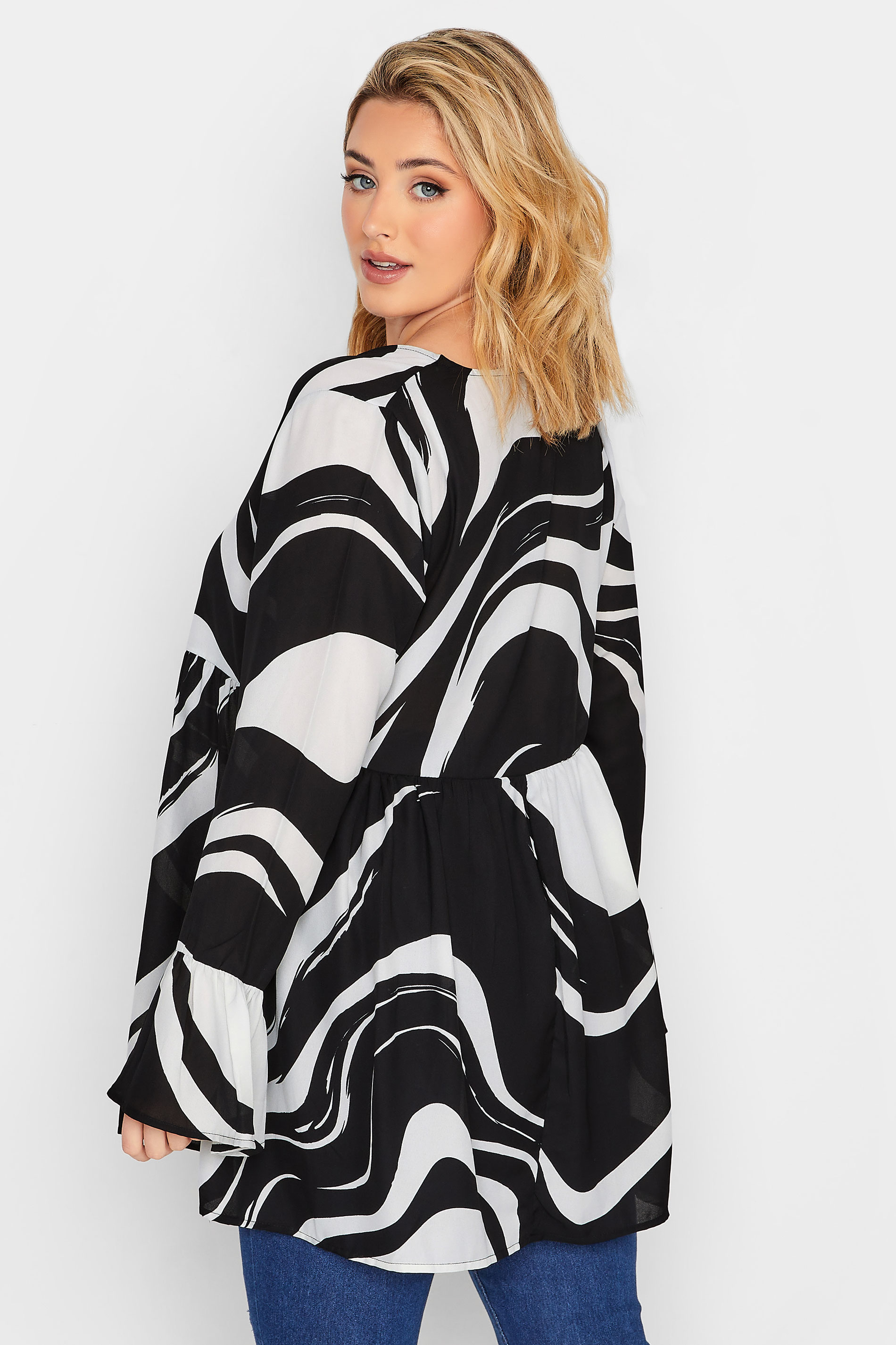 LIMITED COLLECTION Plus Size Curve Black & White Marble Print Blouse | Yours Clothing 3