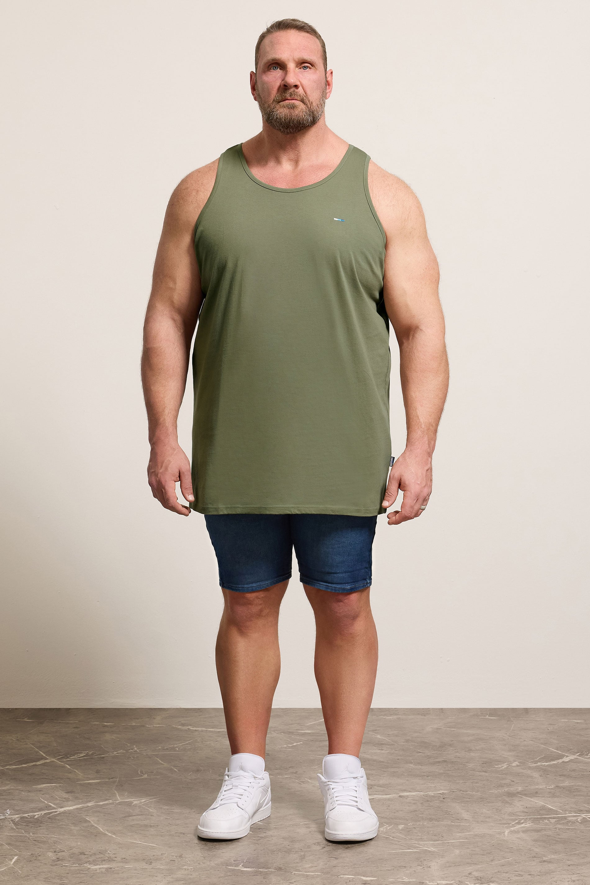 BadRhino Big & Tall 3 Pack Blue/Green/Brown Extra Long Plain Vest Top | BadRhino 4