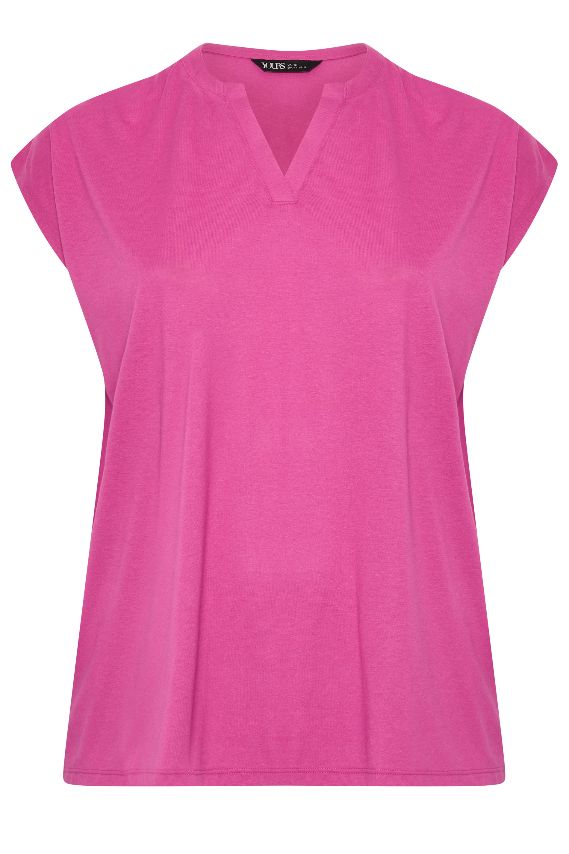 YOURS Plus Size Pink Notch Neck T-Shirt | Yours Clothing 5
