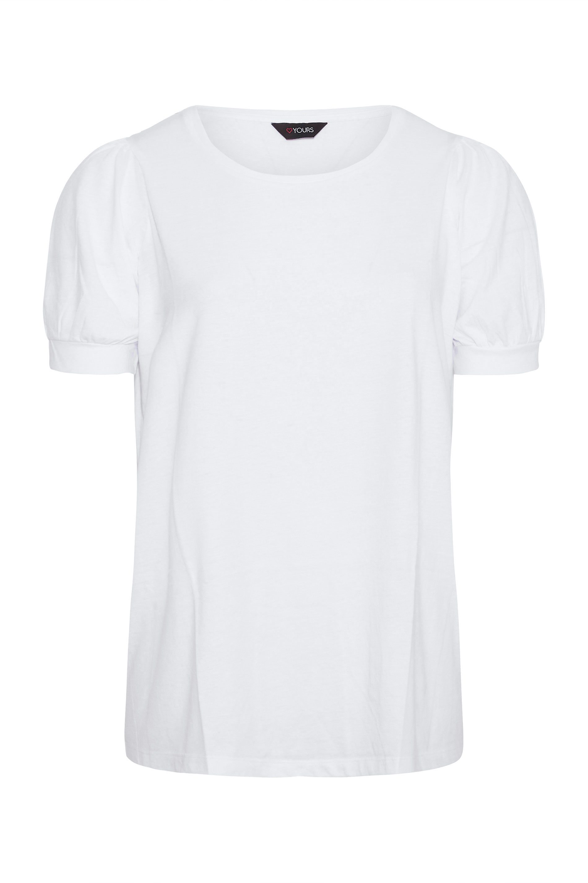Grande taille  Tops Grande taille  Tops dÉté | T-Shirt Blanc Manches Courtes Bouffantes - WO70904