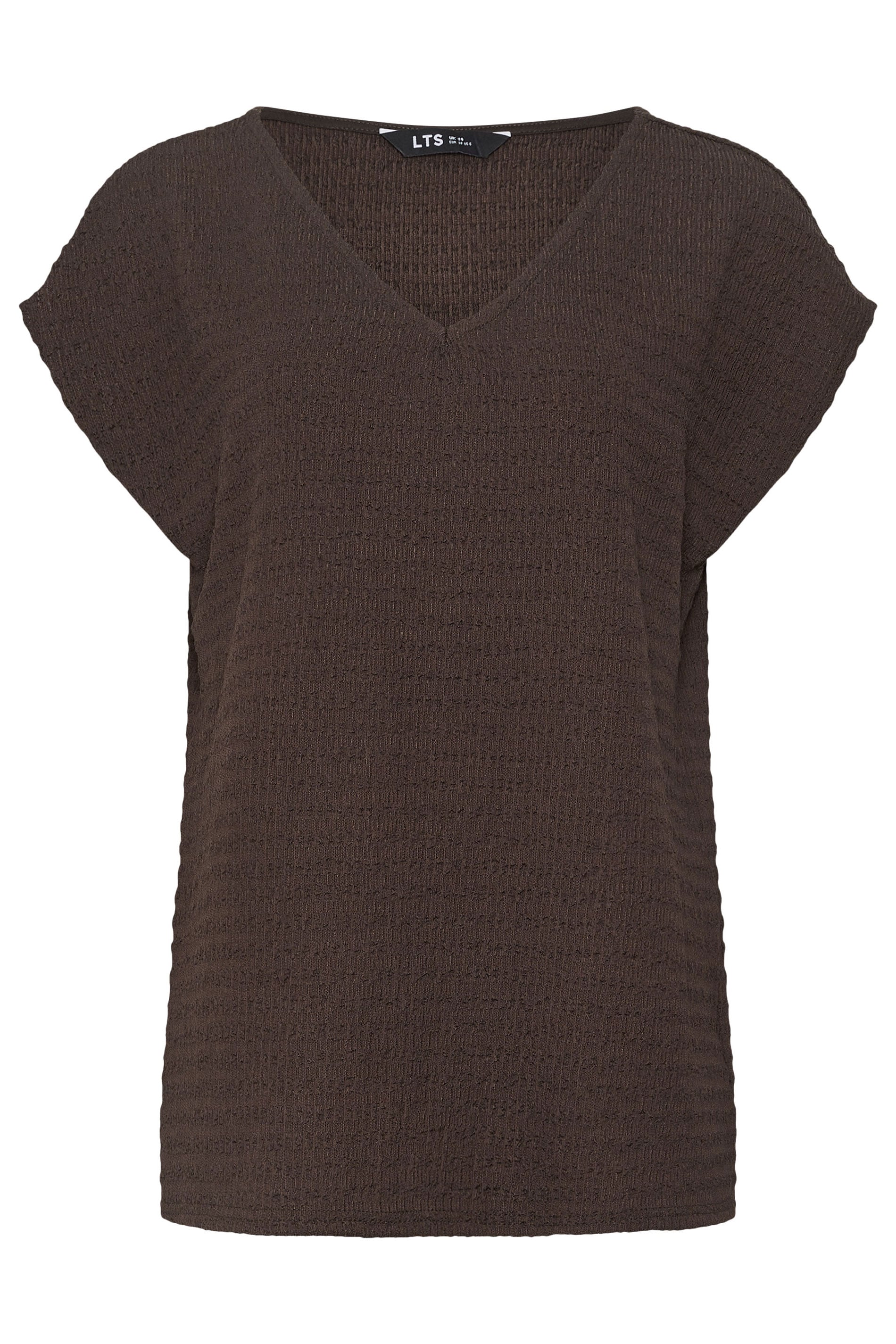 LTS Tall Women's Chocolate Brown Textured Top | Long Tall Sally 6