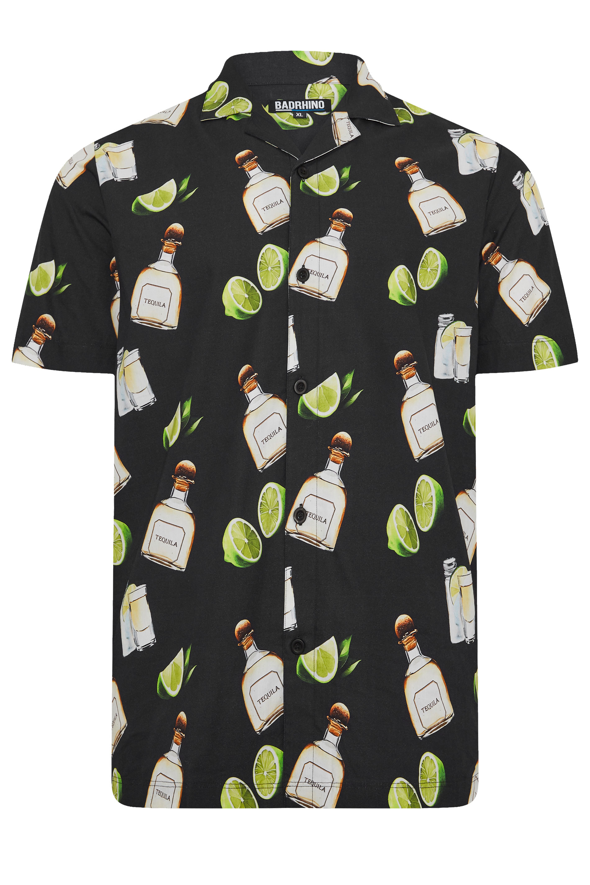 BadRhino Big & Tall Black Tequila Print Revere Shirt | BadRhino 5