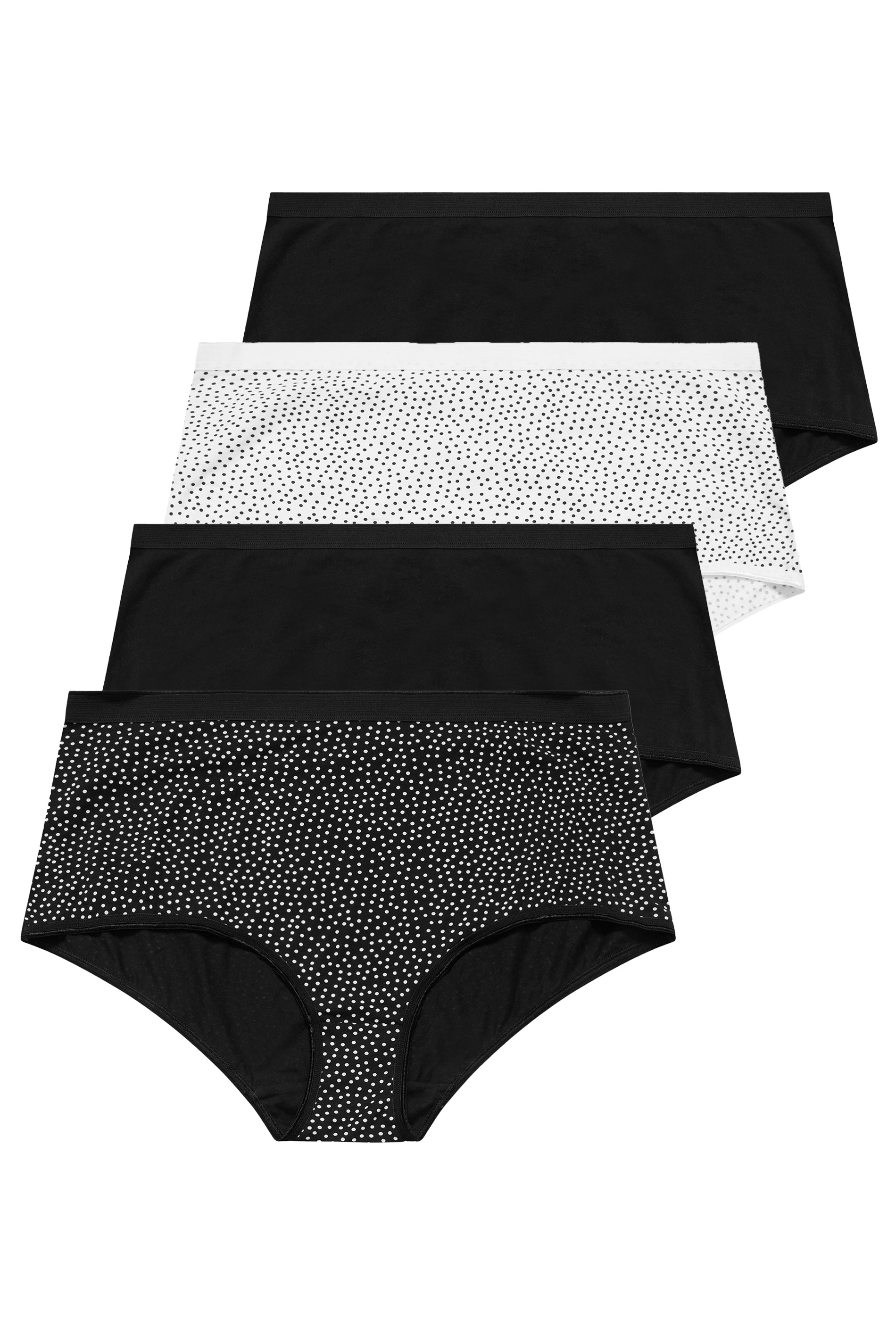 YOURS 4 PACK Plus Size Black Spot Print Cotton Stretch Full Briefs | Yours Clothing 3