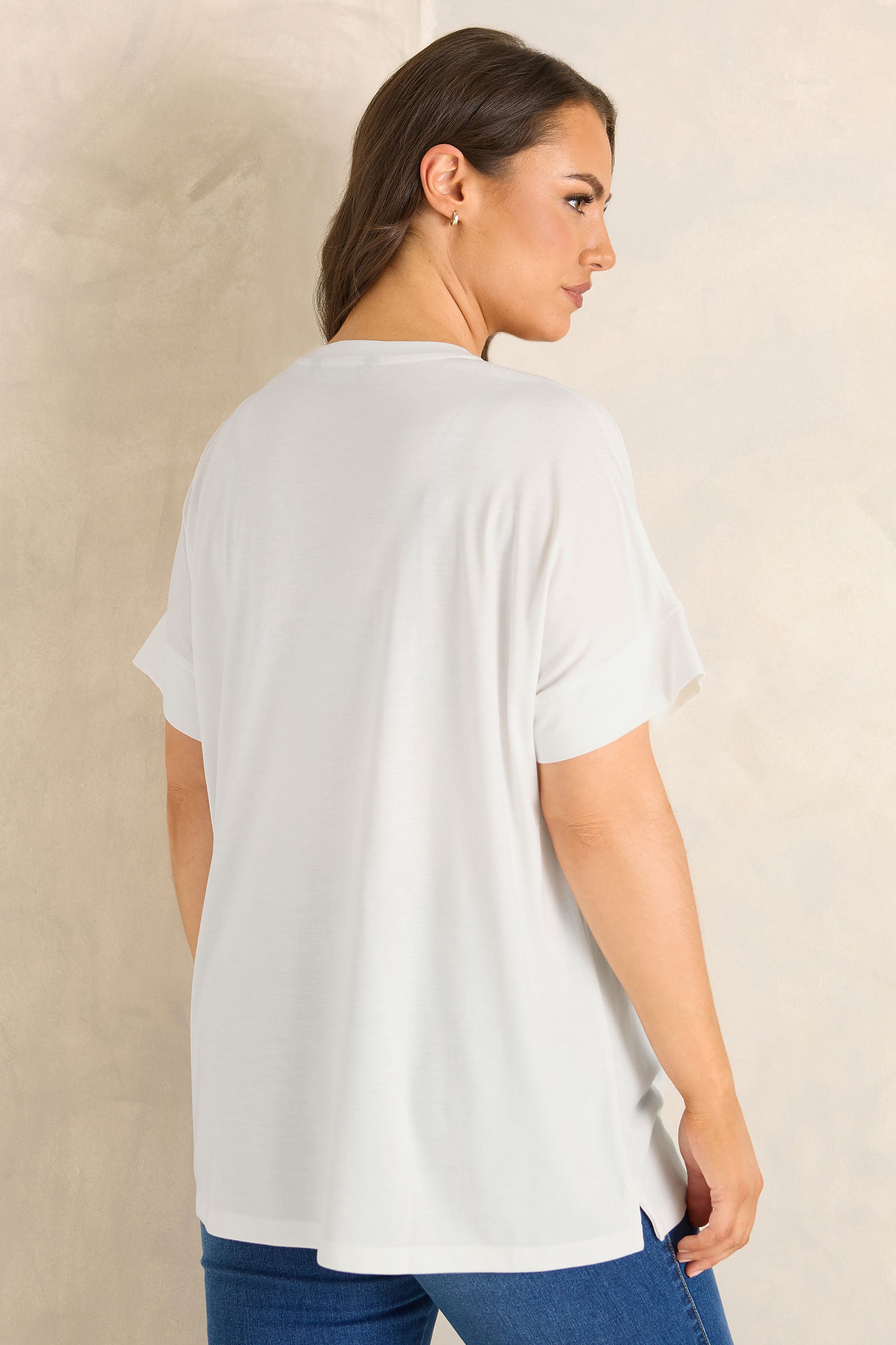 EVANS Plus Size White Sequin Embellished Palm Trees Graphic T-Shirt | Evans  2