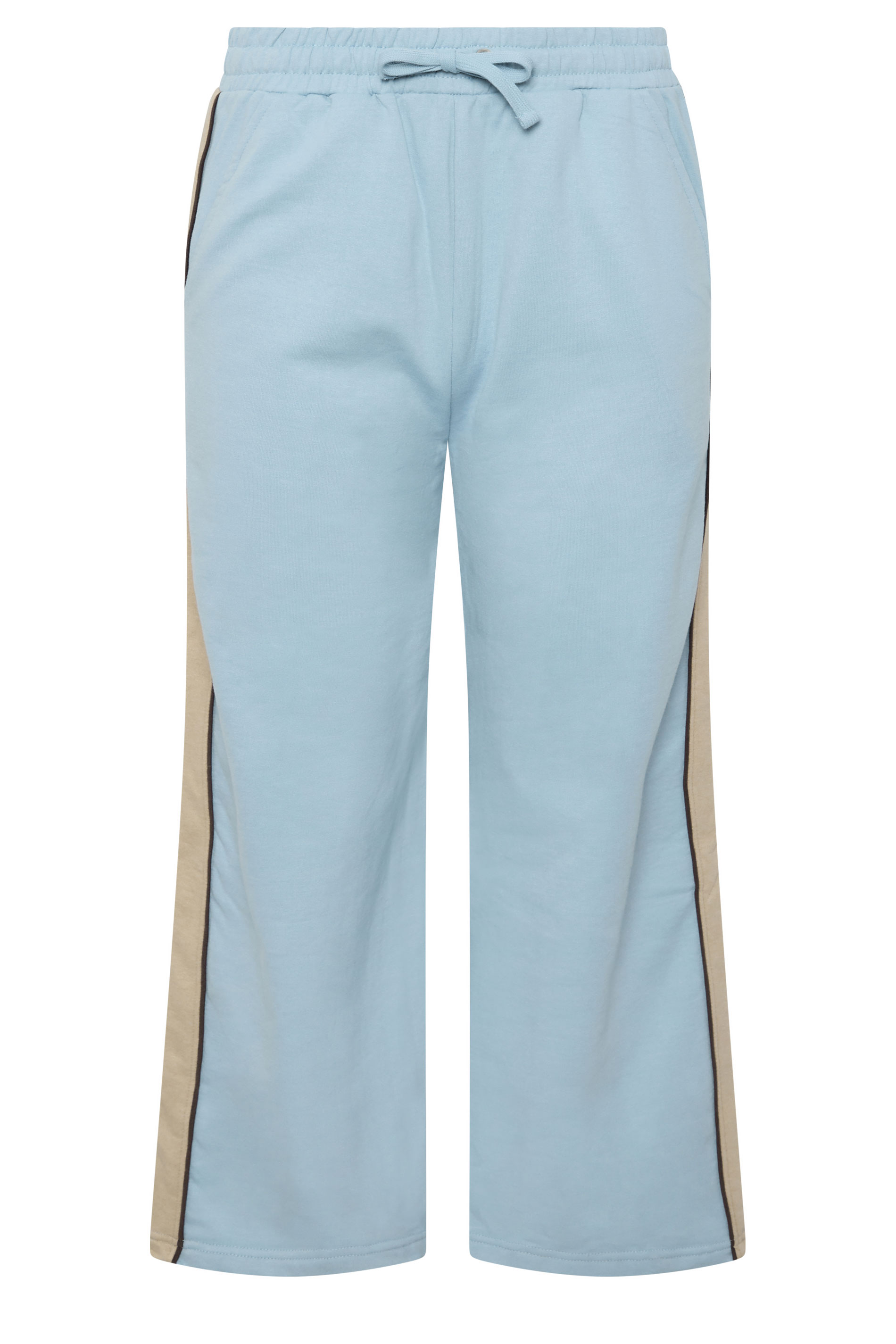 PixieGirl Petite Women's Blue & Brown Colourblock Wide Leg Joggers | PixieGirl 2