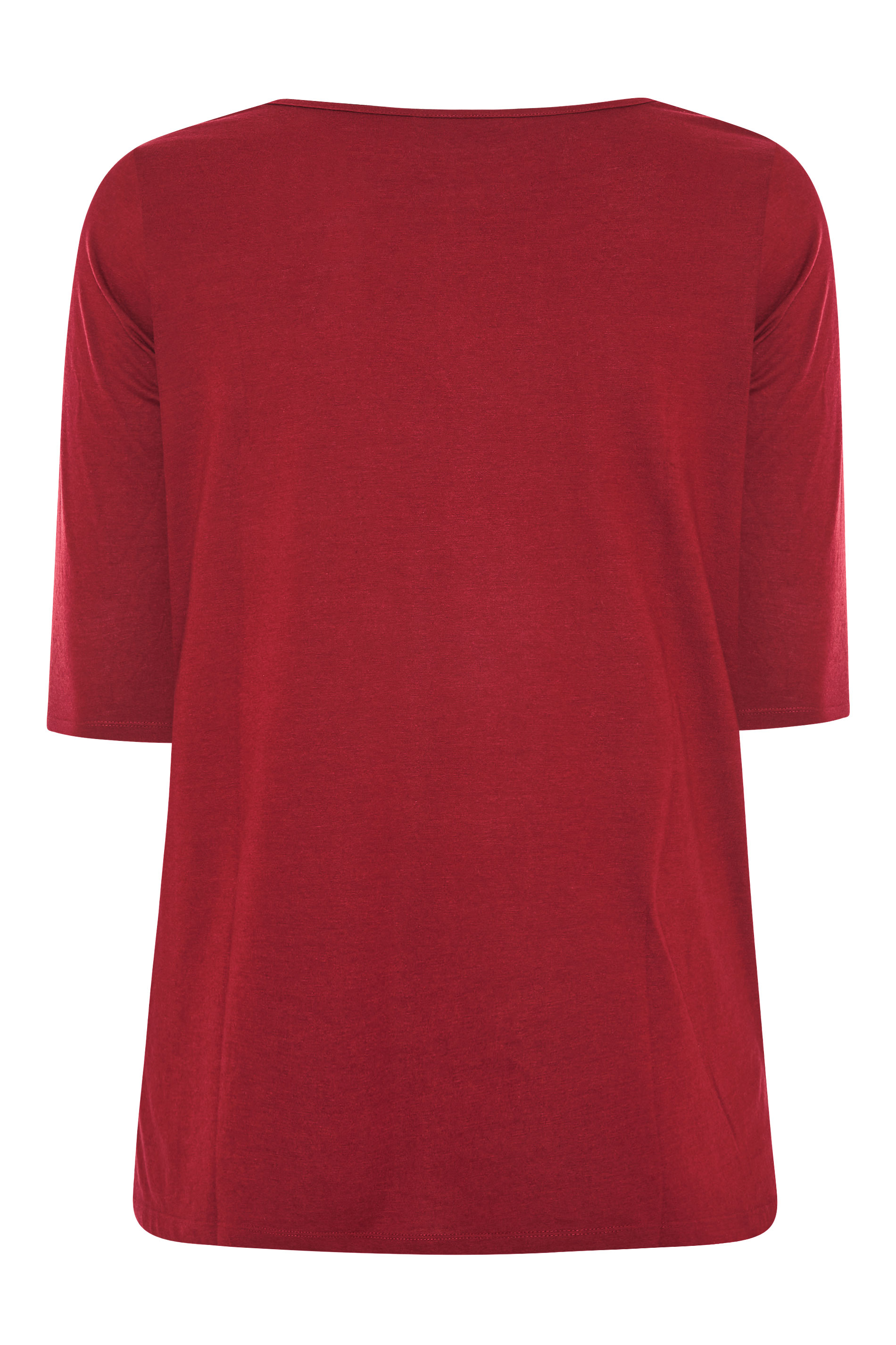 Plus Size Wine Red V-Neck T-shirt | Yours Clothing