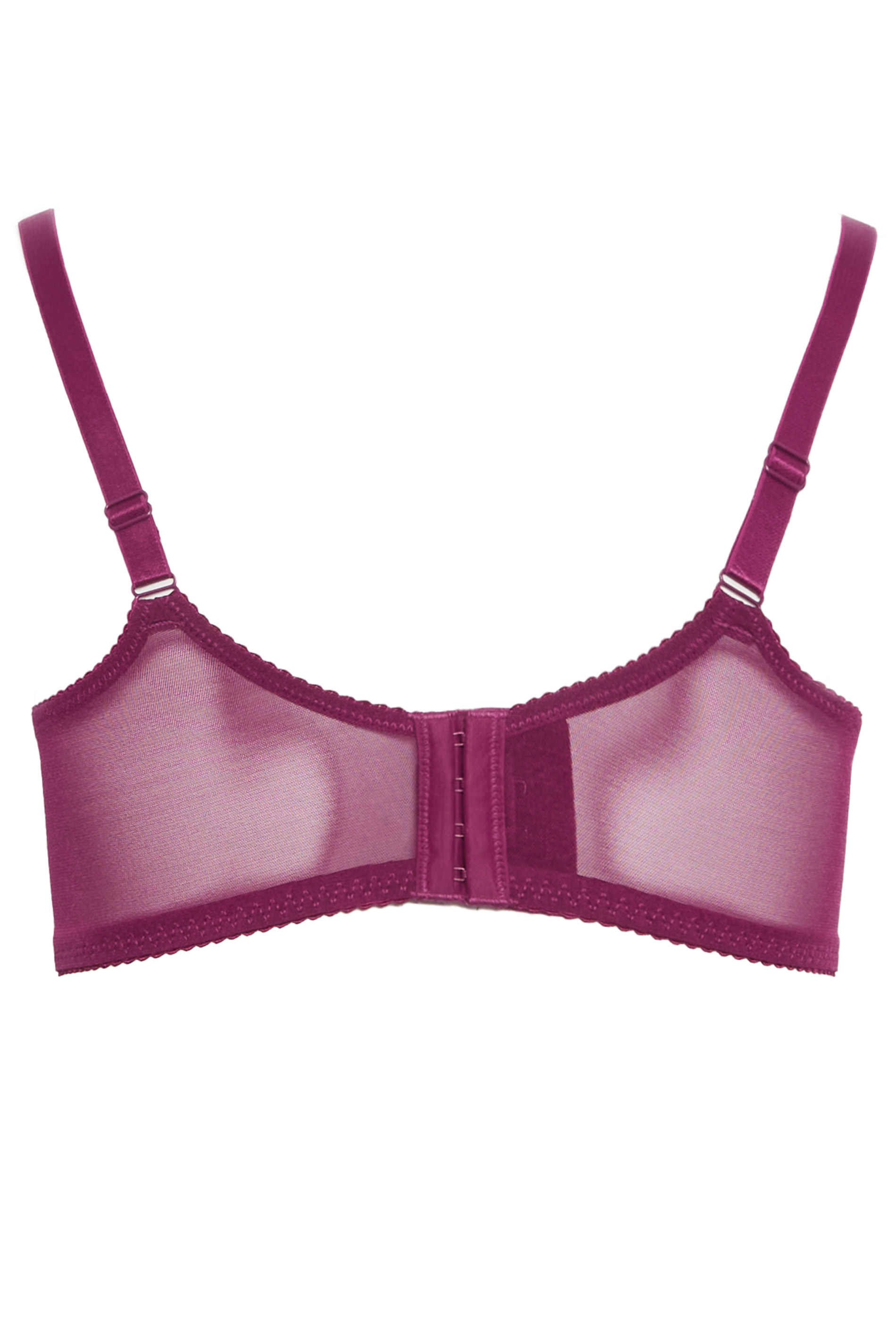 YOURS Burgundy Red Hi Shine Lace Non-Padded Non-Wired Full Cup Bra