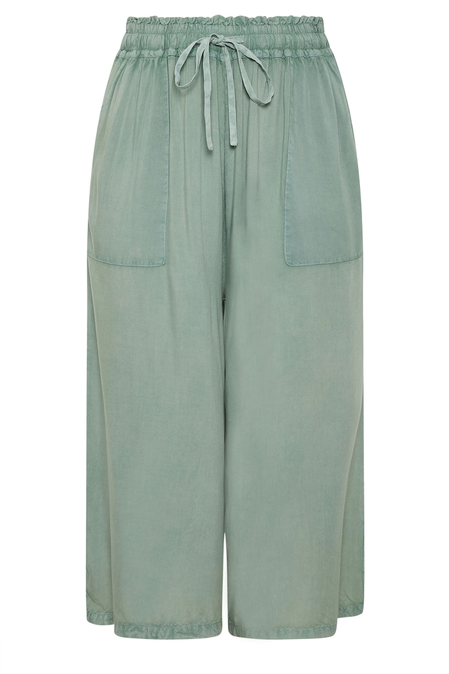 YOURS Plus Size Sage Green Chambray Culottes | Yours Clothing 5