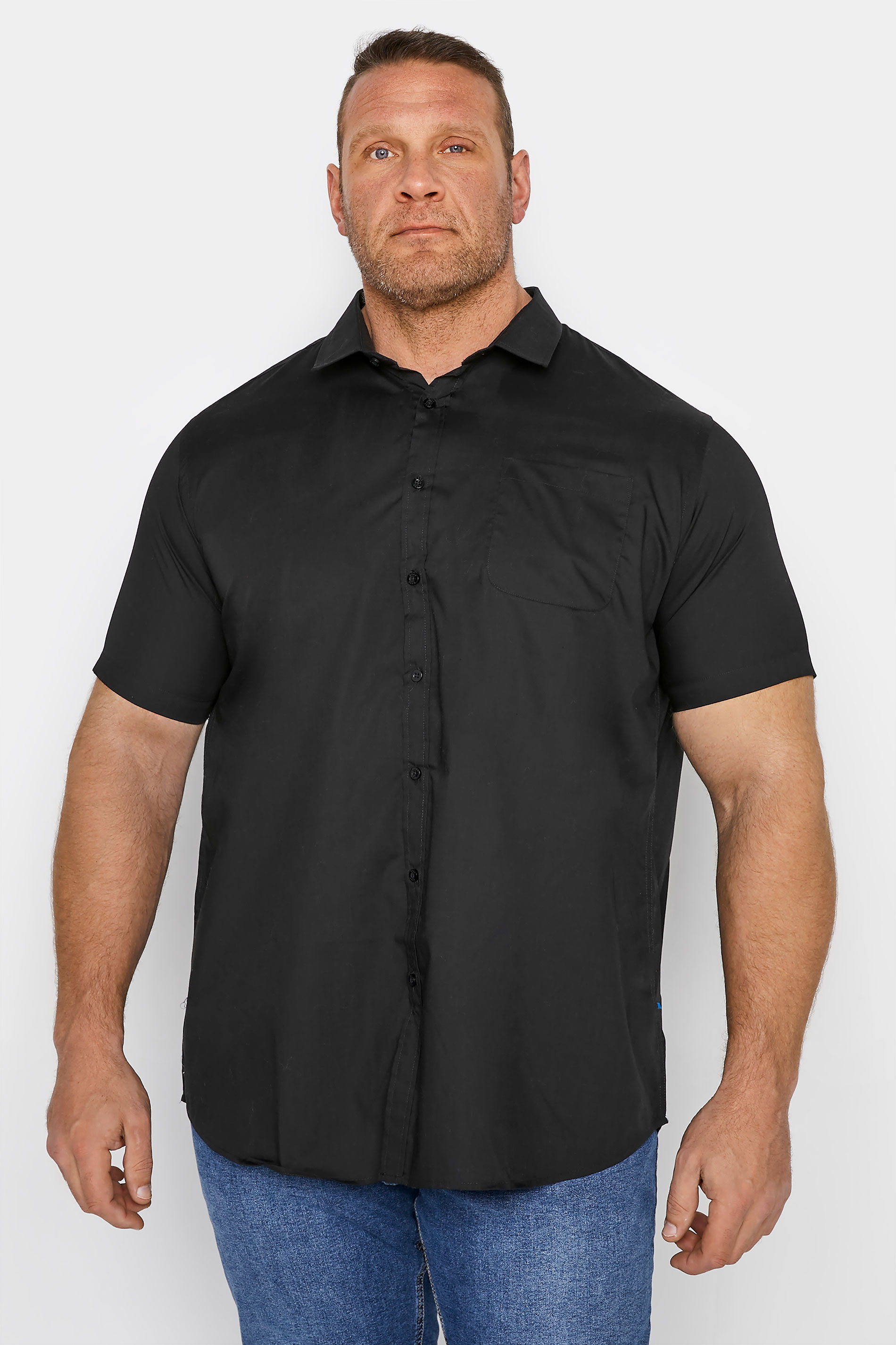 D555 Big & Tall Black Basic Short Sleeve Shirt 1