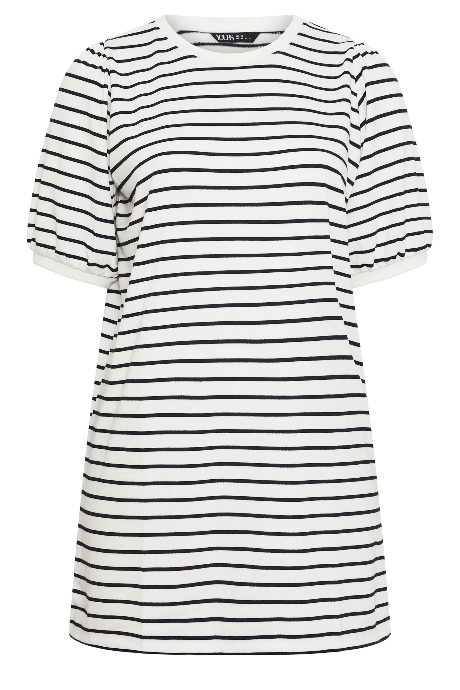 YOURS Plus Size White Striped Balloon Sleeve Mini Dress | Yours Clothing 5