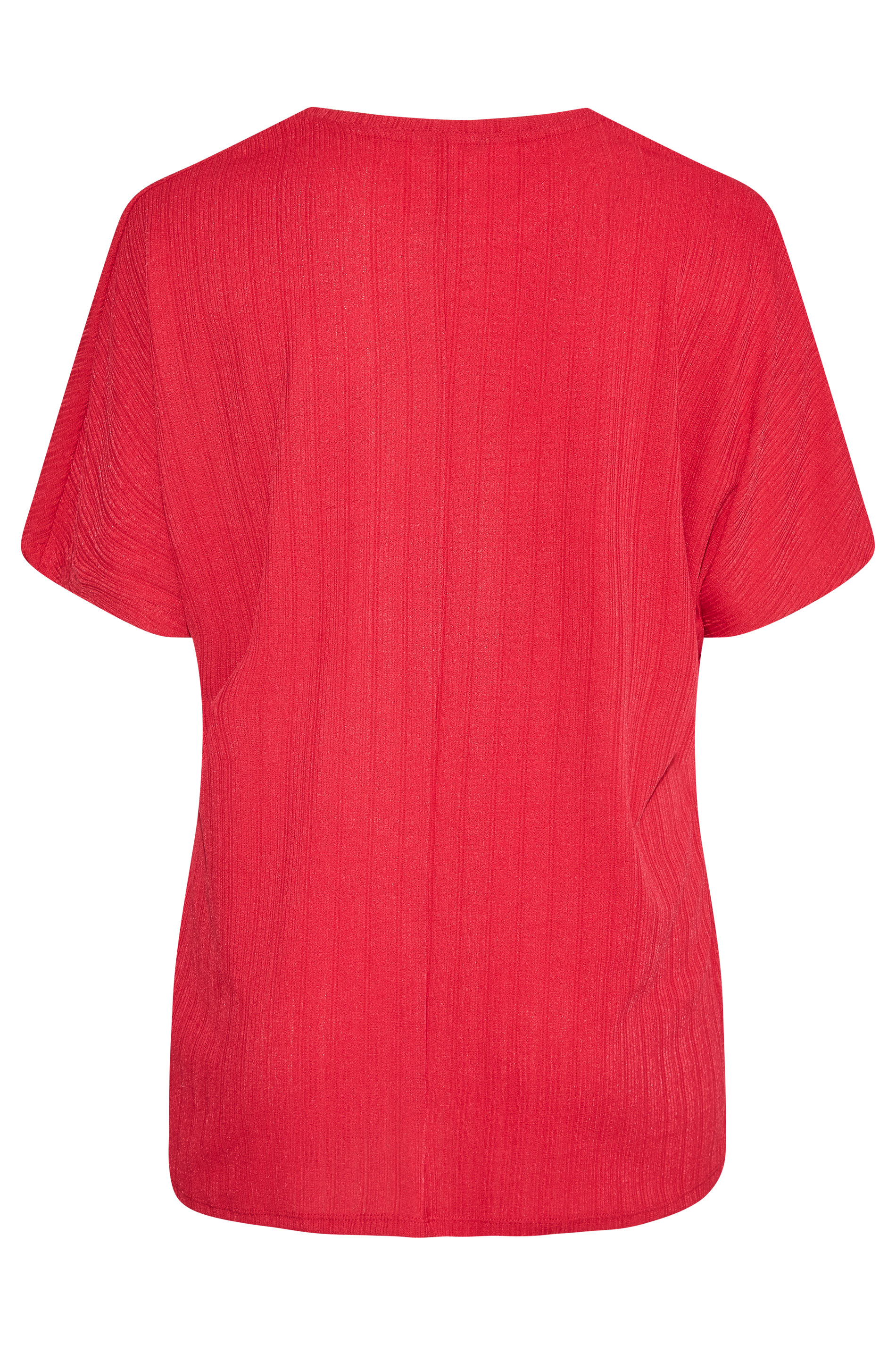 Grande taille  Tops Grande taille  Tops Jersey | T-Shirt Rouge Volanté Style Nervuré - FR37470