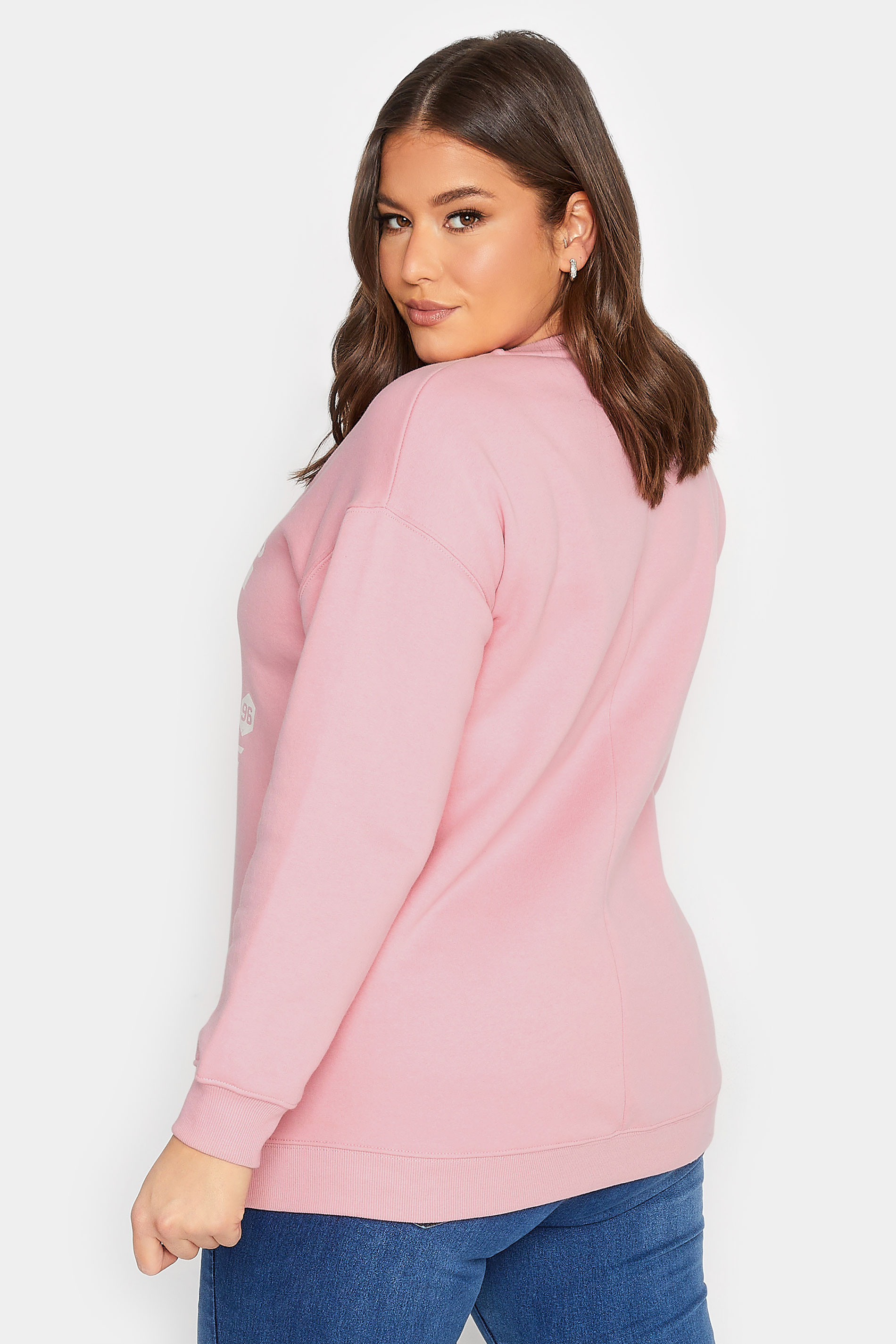 YOURS Plus Size Pink 'San Diego' Slogan Sweatshirt | Yours Clothing 3