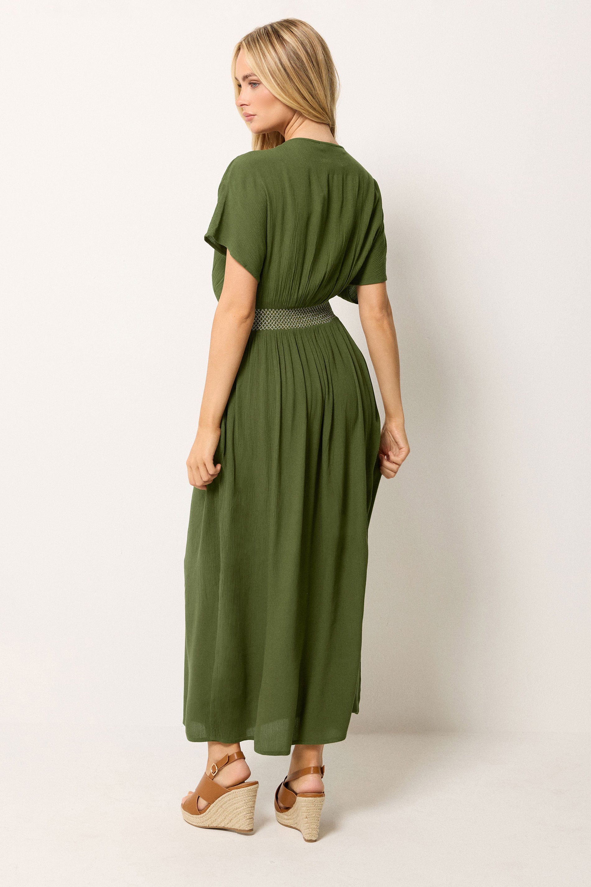 M&Co Khaki Green Rope Trim Beach Dress | M&Co 2