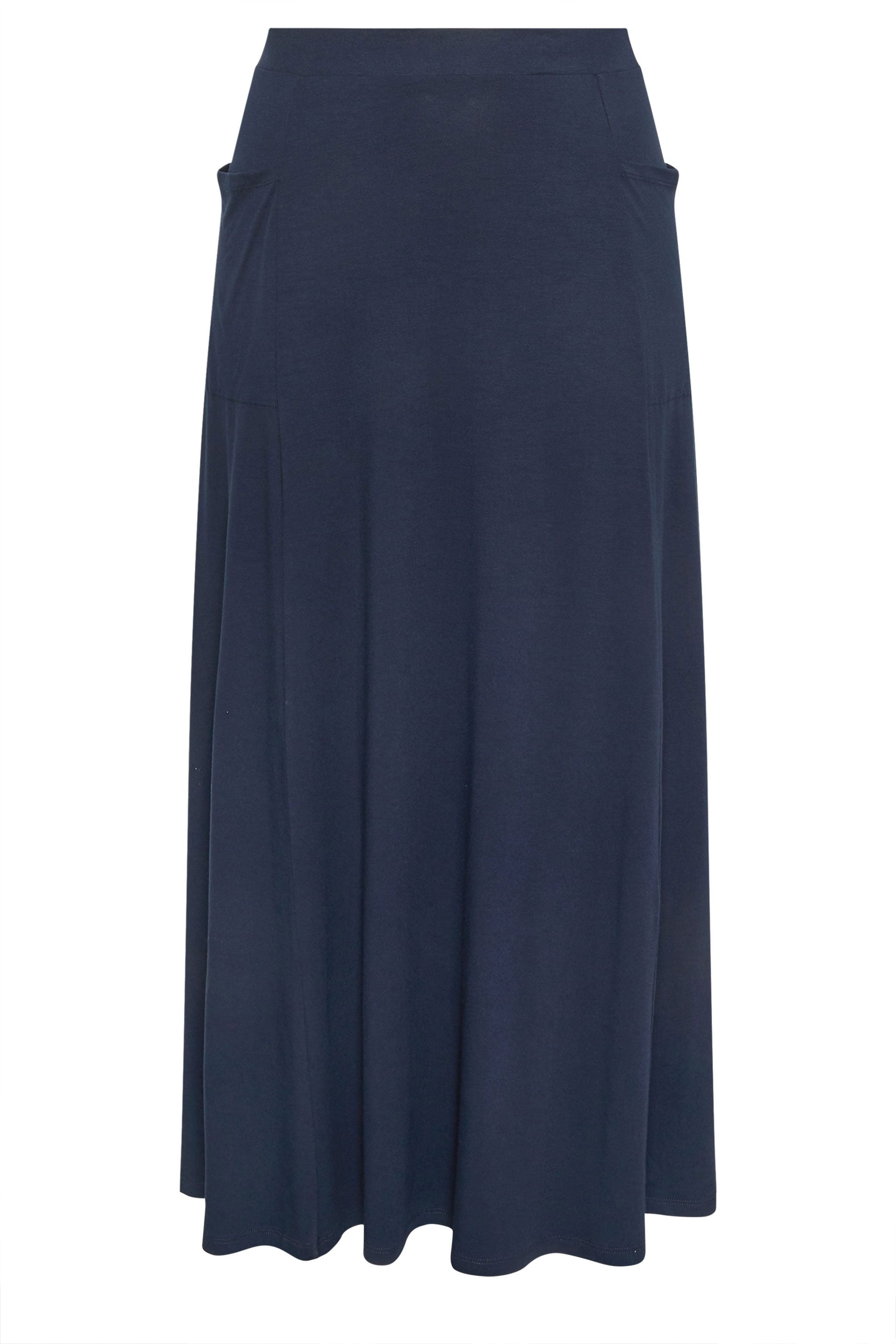 EVANS Plus Size Navy Blue Stretch Jersey Midaxi Skirt | Evans 5