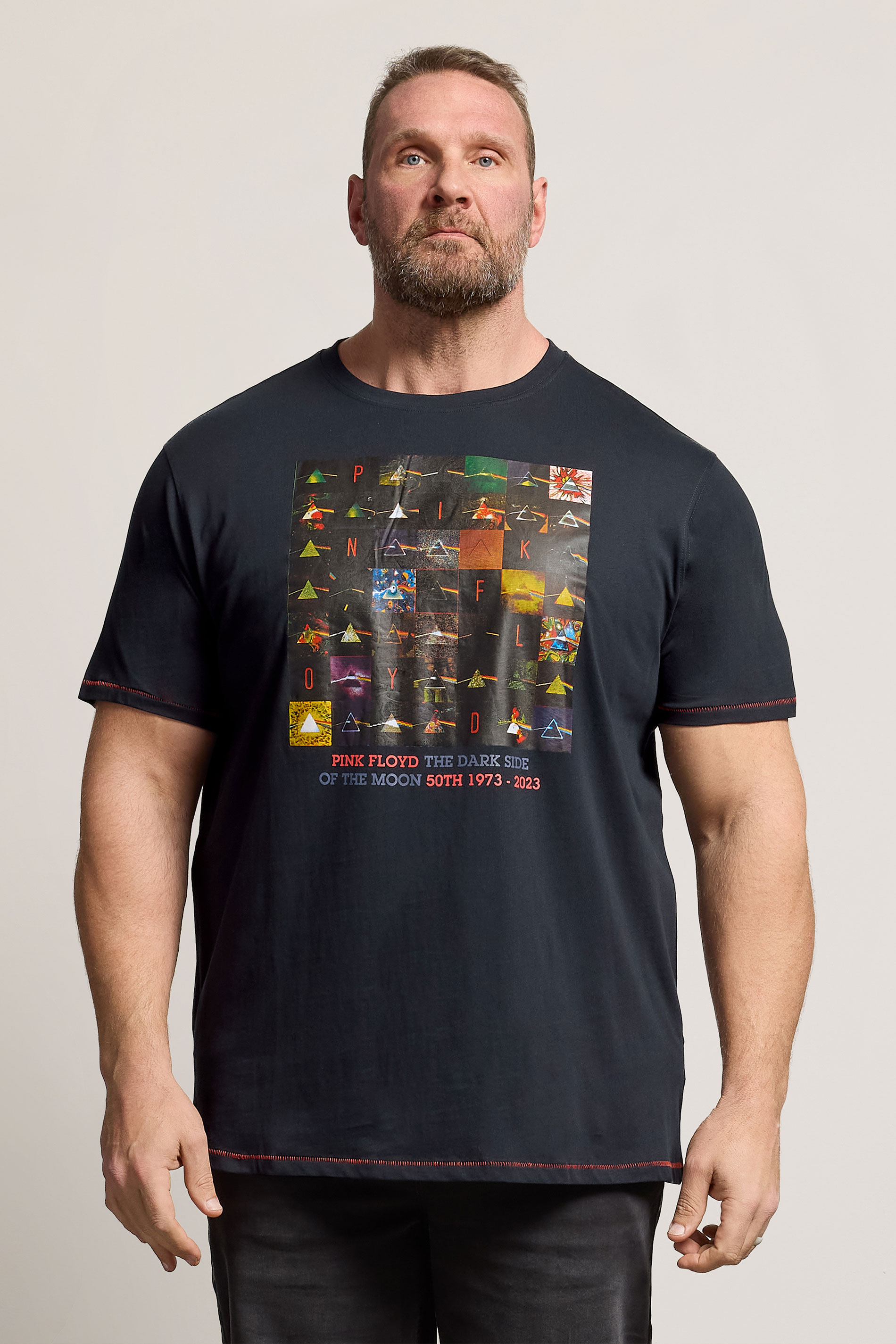 D555 Big & Tall Dark Navy Blue Pink Floyd T-Shirt | BadRhino 3