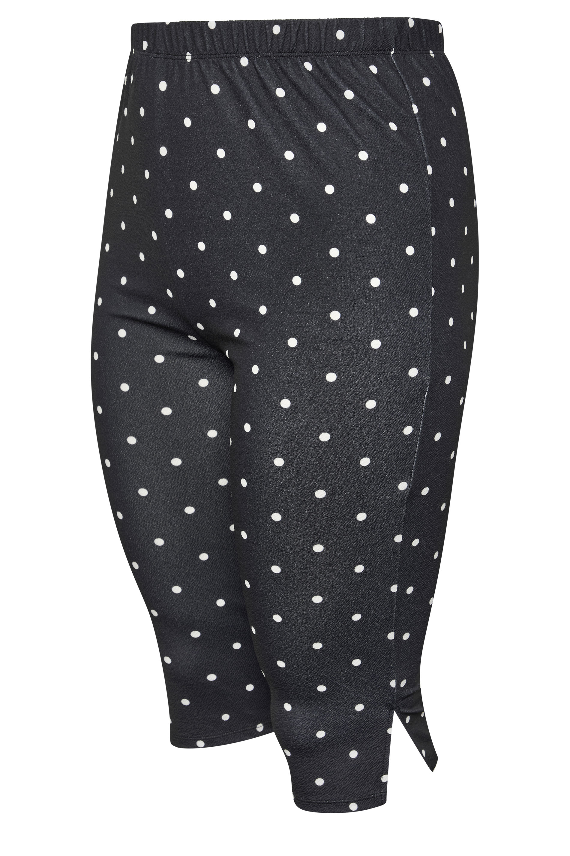 LIMITED COLLECTION Plus Size Black Polka Dot Slit Capri's | Yours