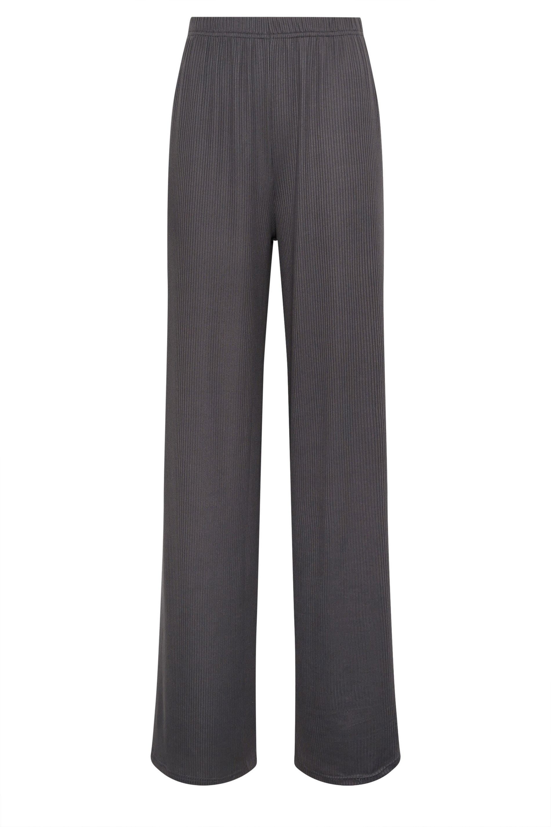 LTS Tall Women's Charcoal Grey Ribbed Wide Leg Trousers | Long Tall Sally 5