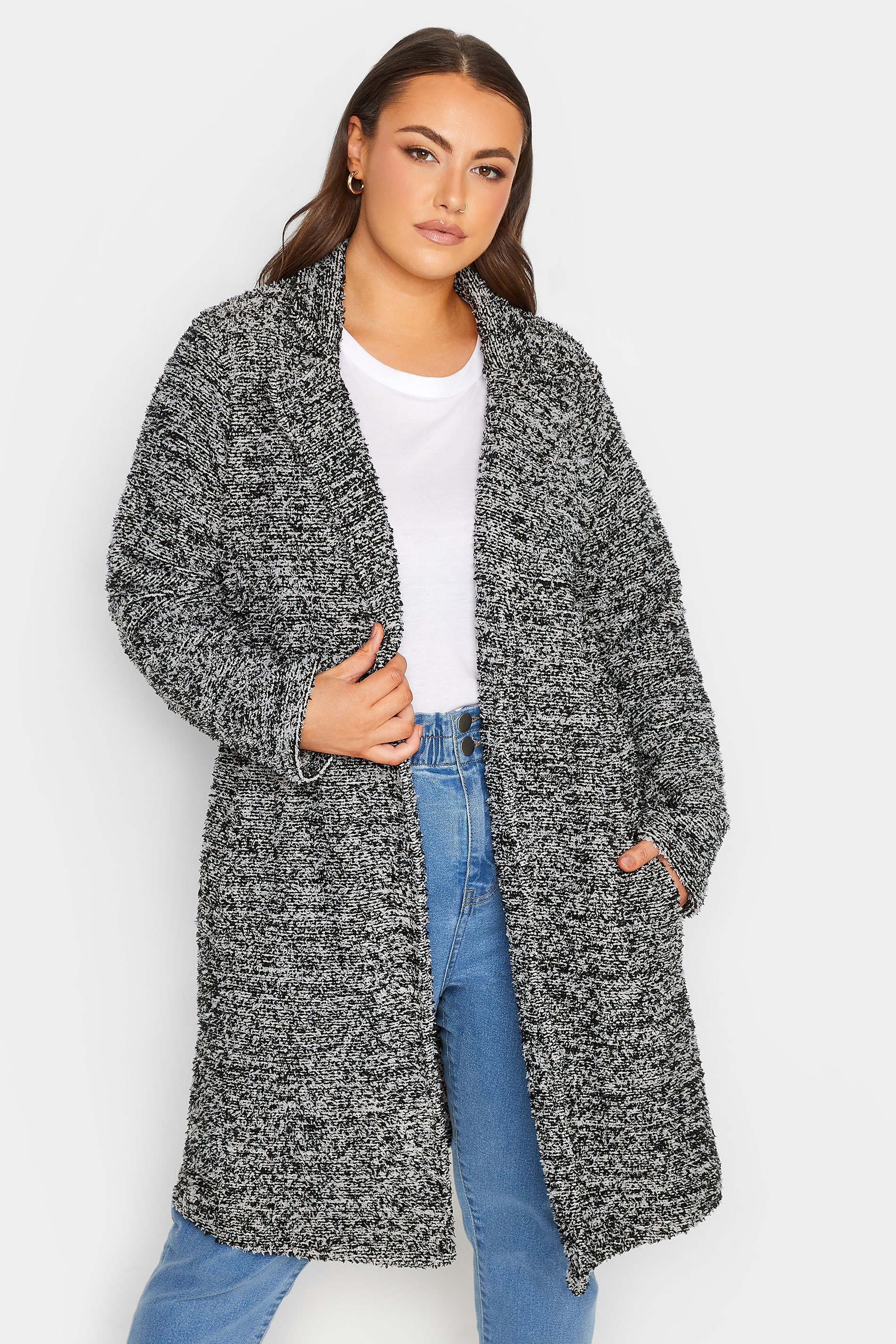 YOURS LUXURY Plus Size Black Textured Faux Fur Jacket | Yours Clothing 1