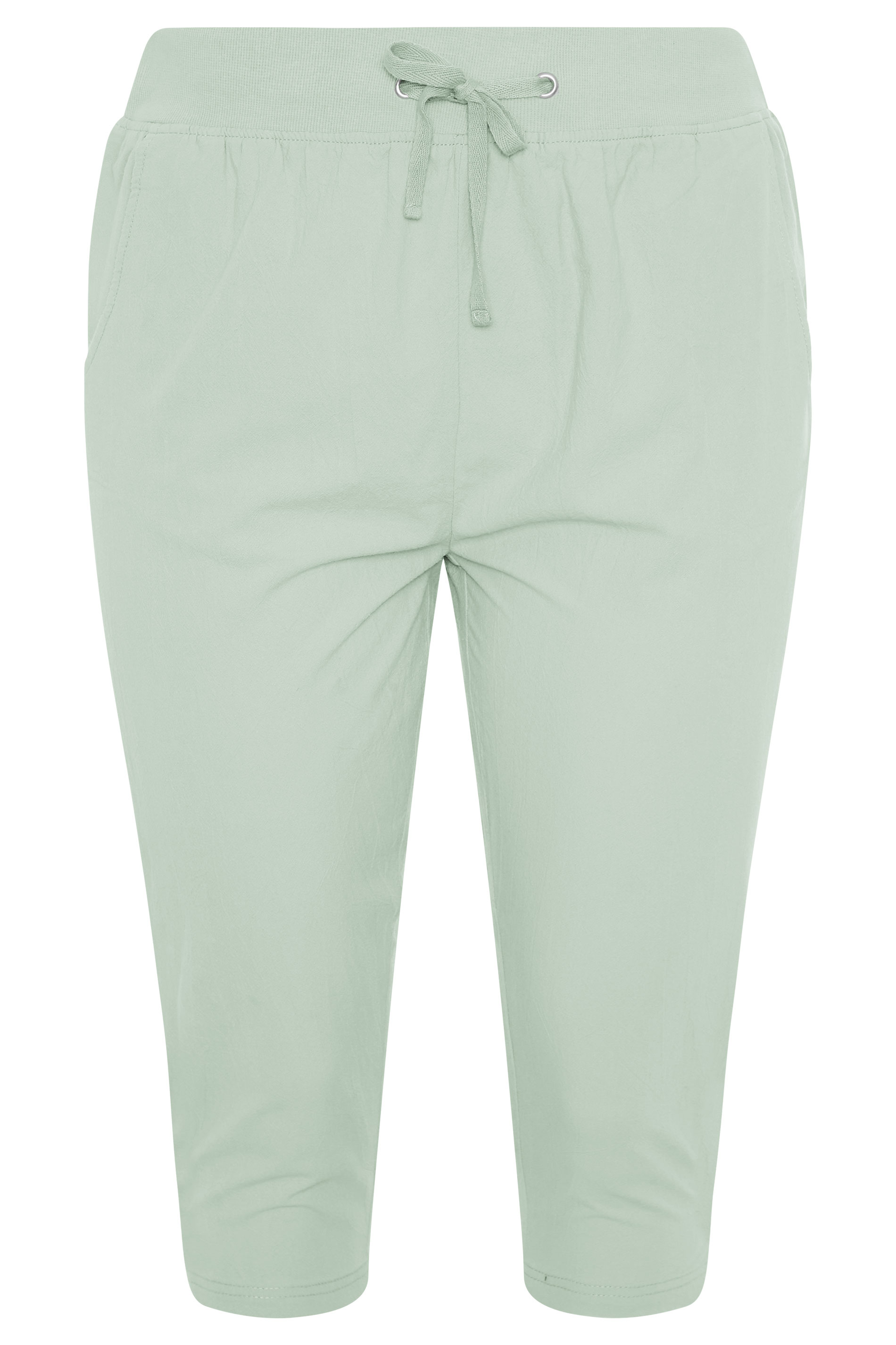 Grande taille  Pantalons Grande taille  Joggings | Jogging Vert Pastel Style Pantacourt - UX88713