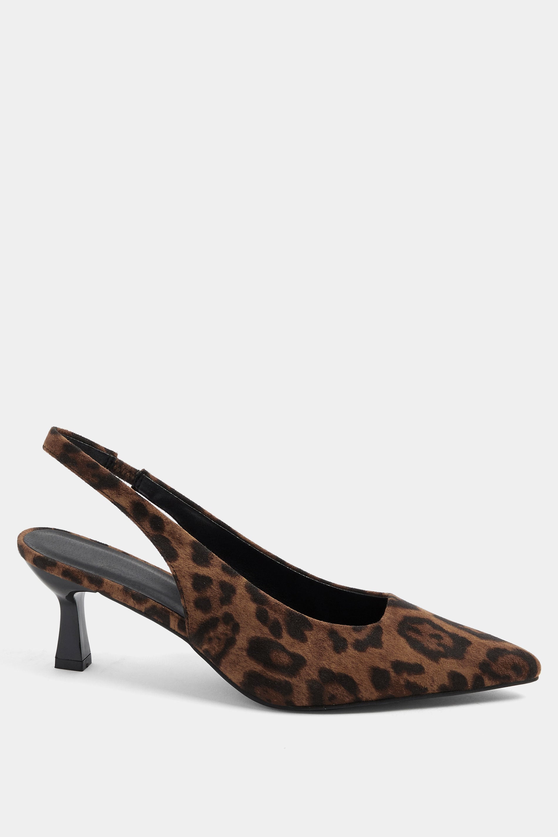 Brown Leopard Faux Suede Sling Back Heels In Wide E Fit | Yours Clothing 2