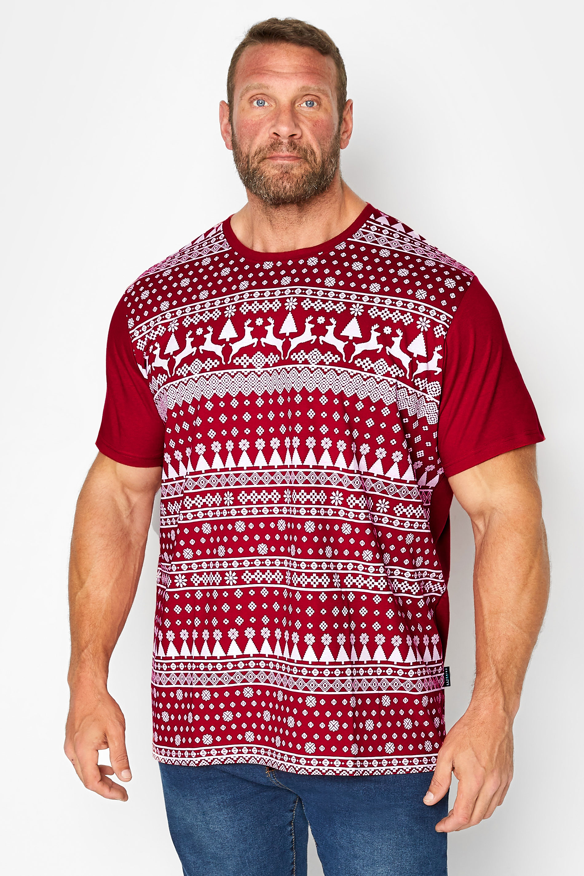 BadRhino Big & Tall Red & White Fairlise Christmas T-Shirt | BadRhino 1