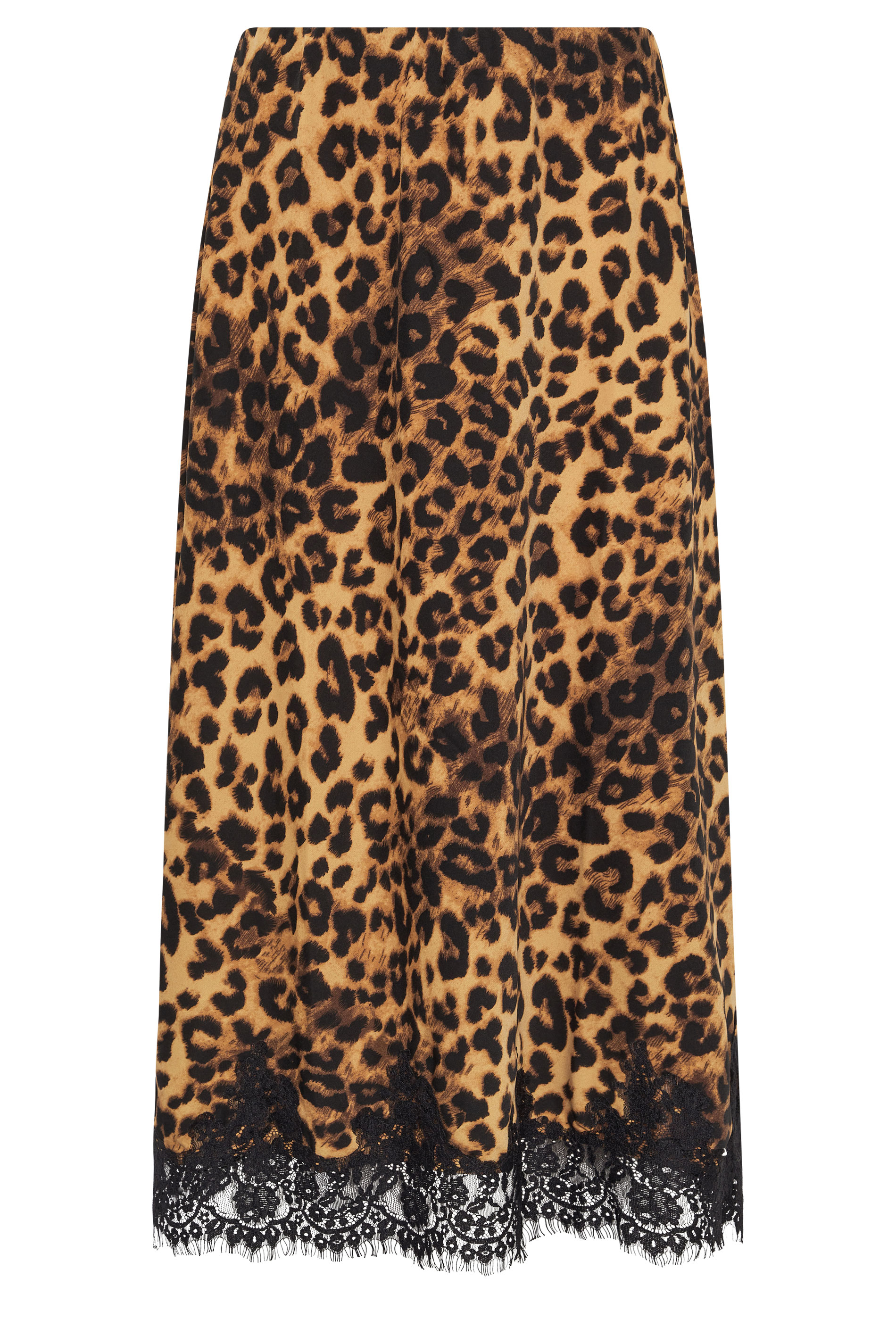 STAR Brown Leopard Lace Trim Satin Skirt | StarByJM 6